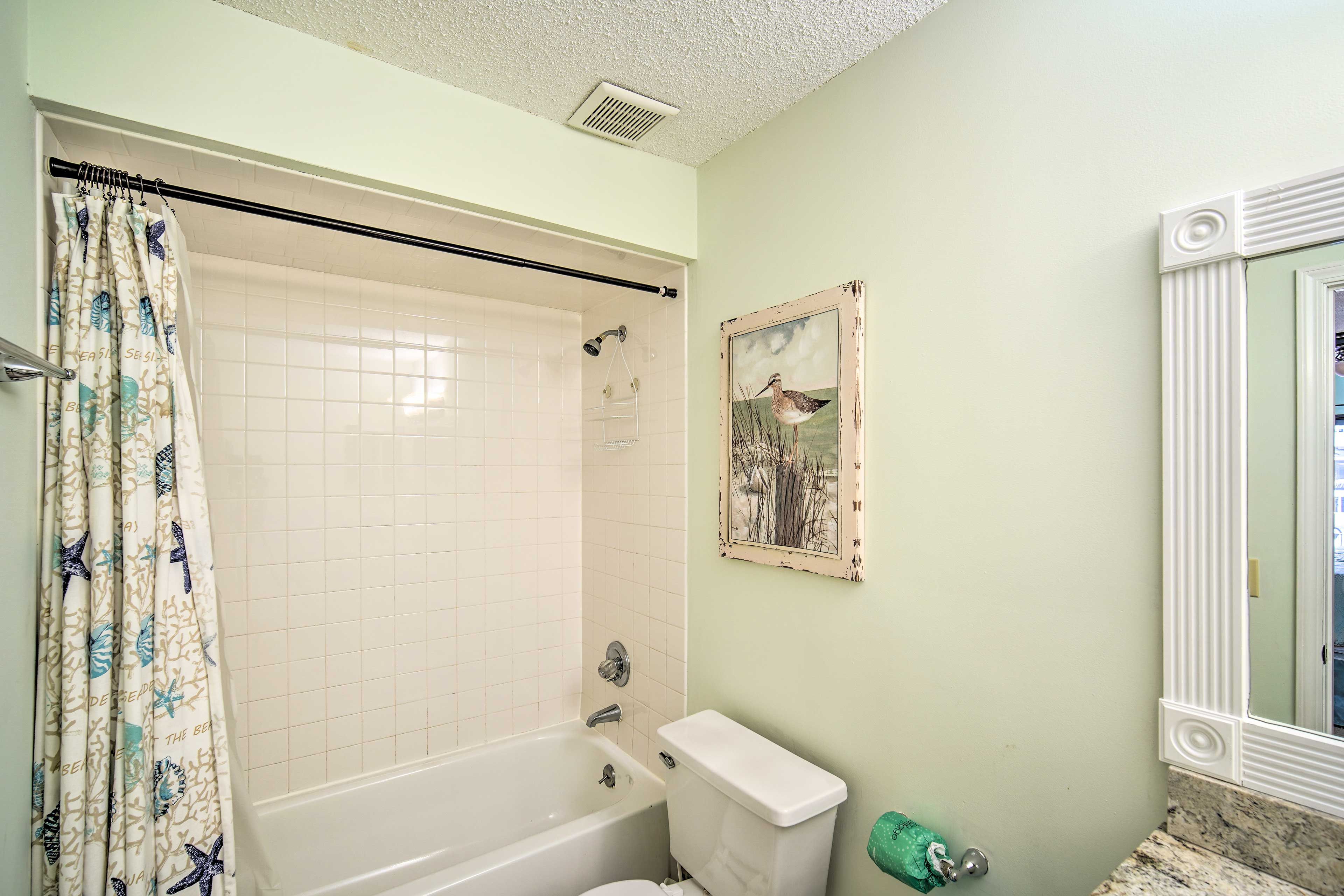 After a day on the beach, retreat to the bathroom to wash away the saltwater.