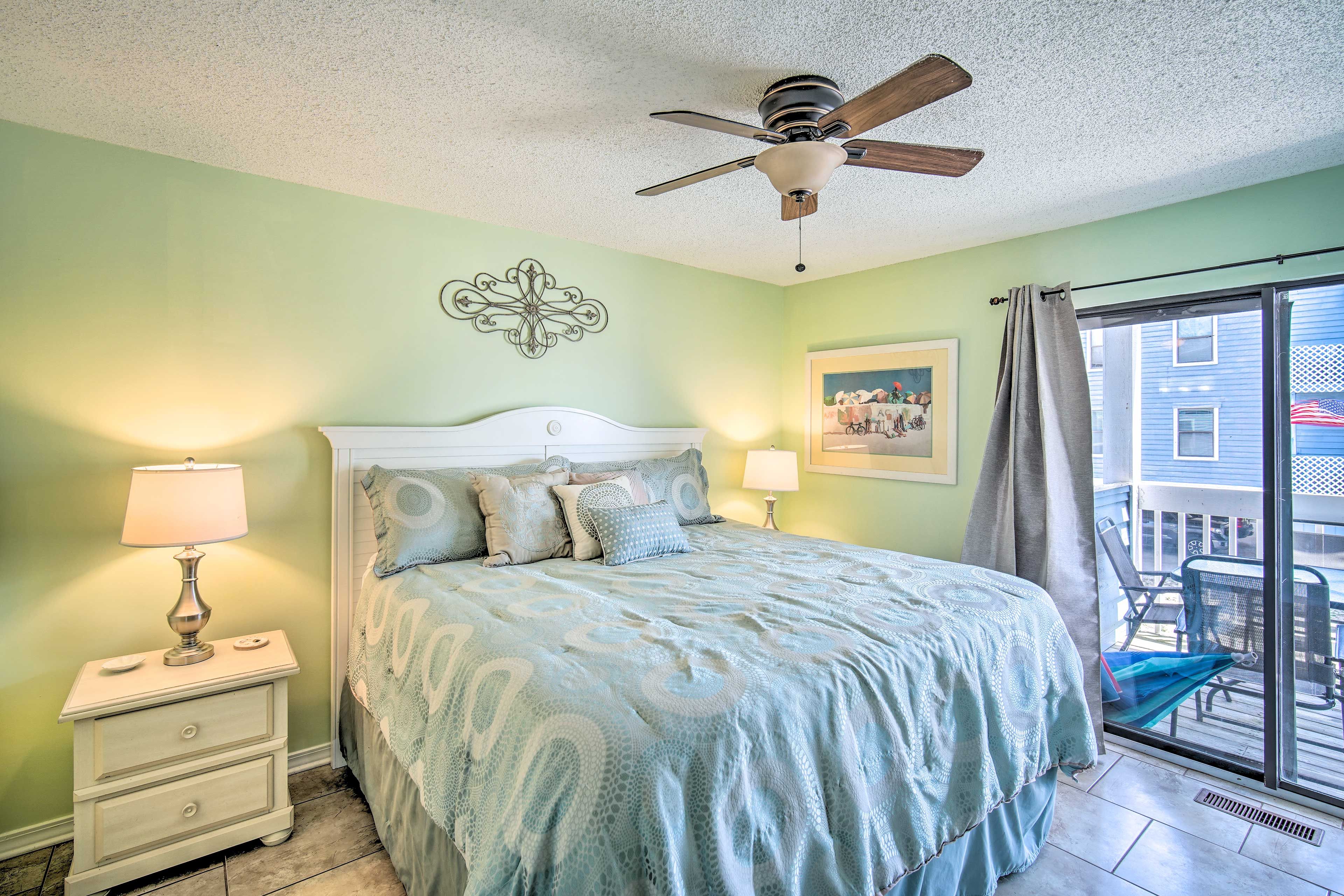 Sink into the first bedroom's king bed for a peaceful night of rest.