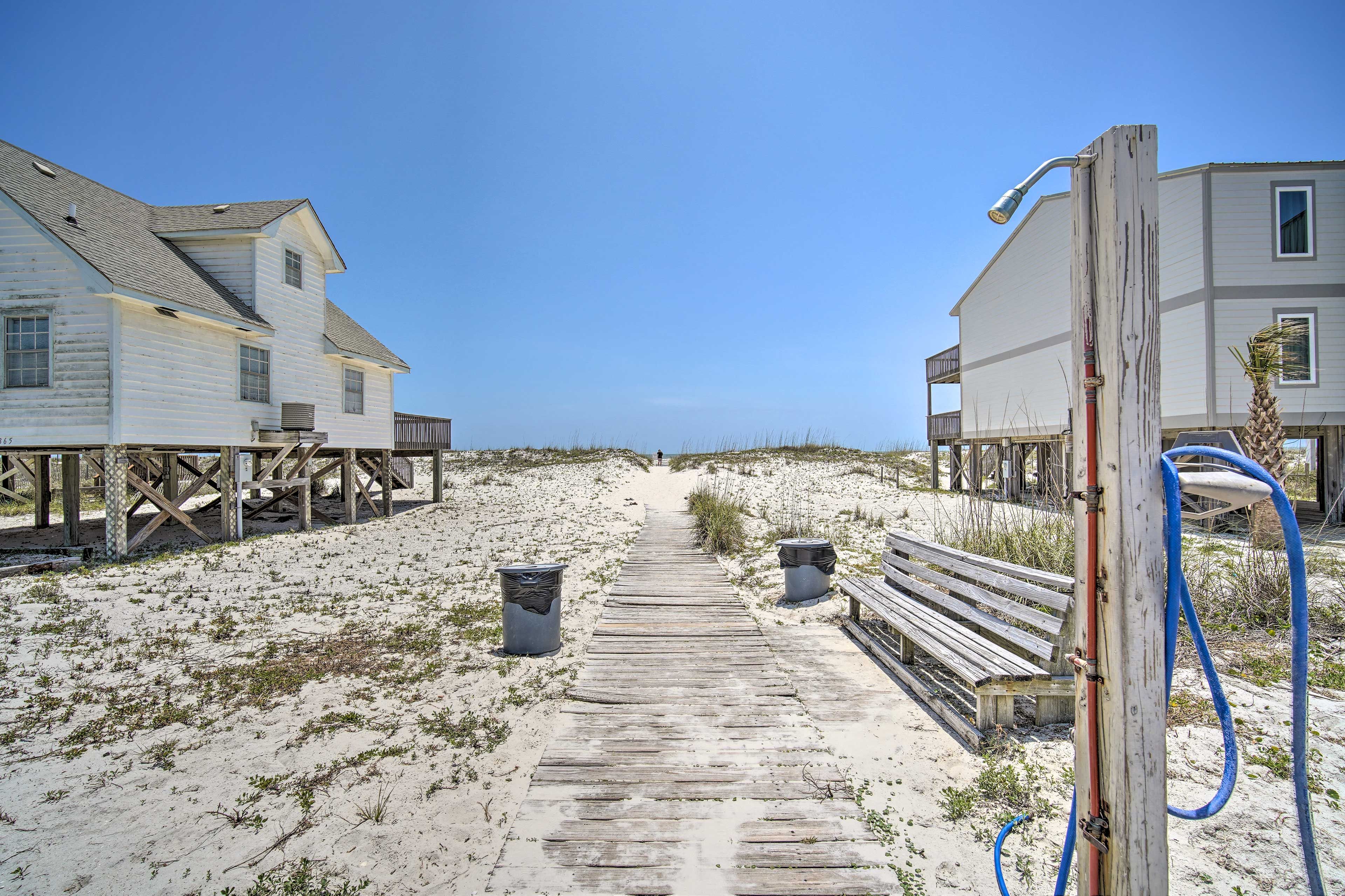 Stroll over to the beach, which is just 1 block away.