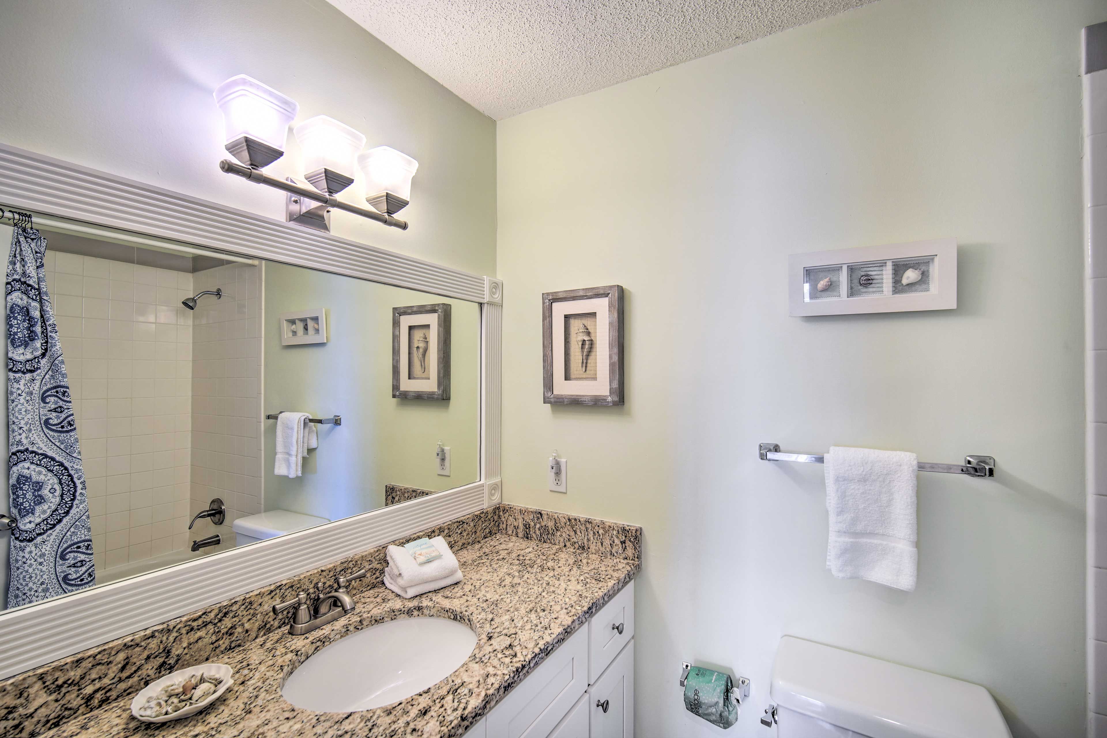 After a day on the beach, retreat to the bathroom to wash away the saltwater.