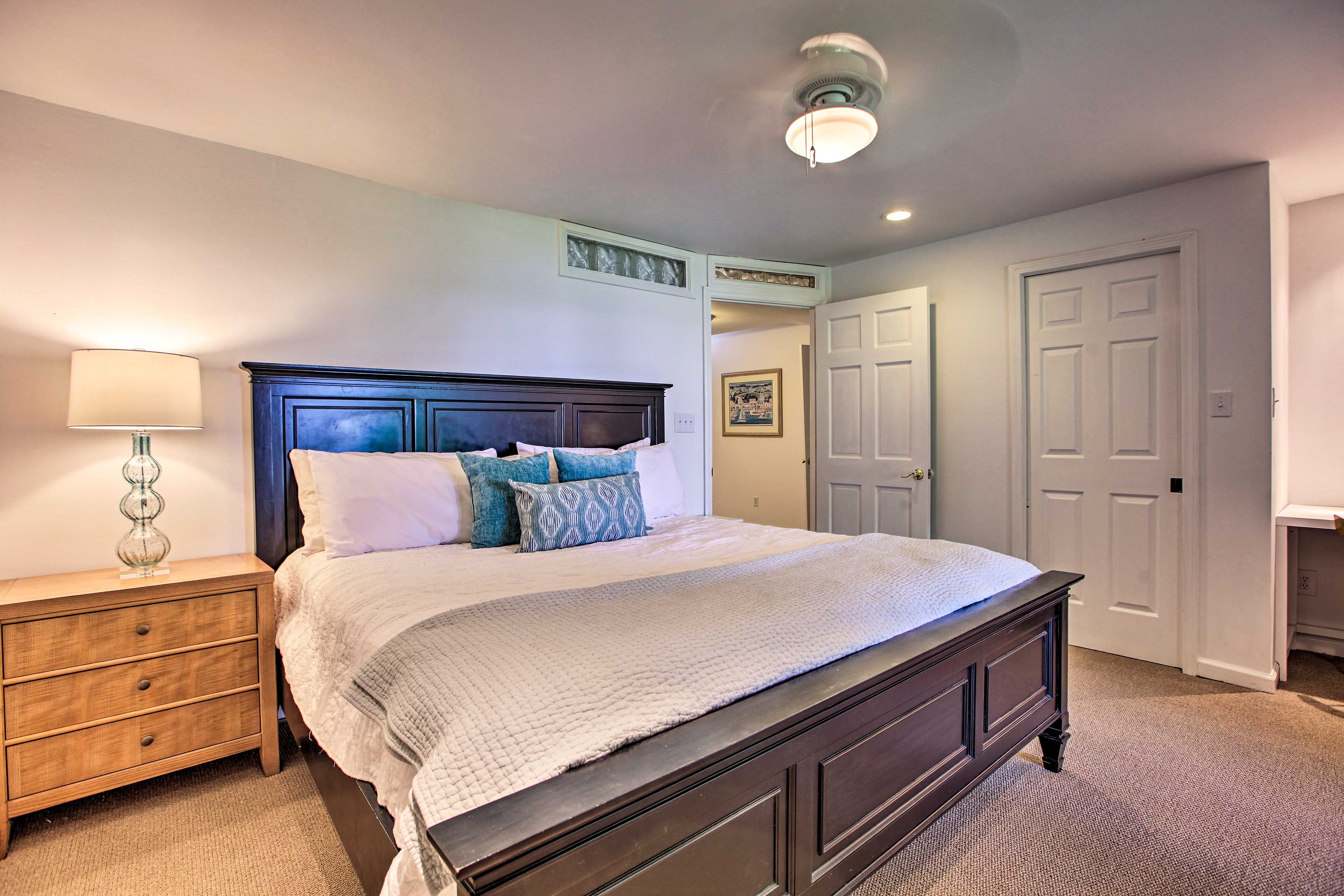 Bedroom 1 | King Bed | Laptop-Friendly Workspace | Lower Level