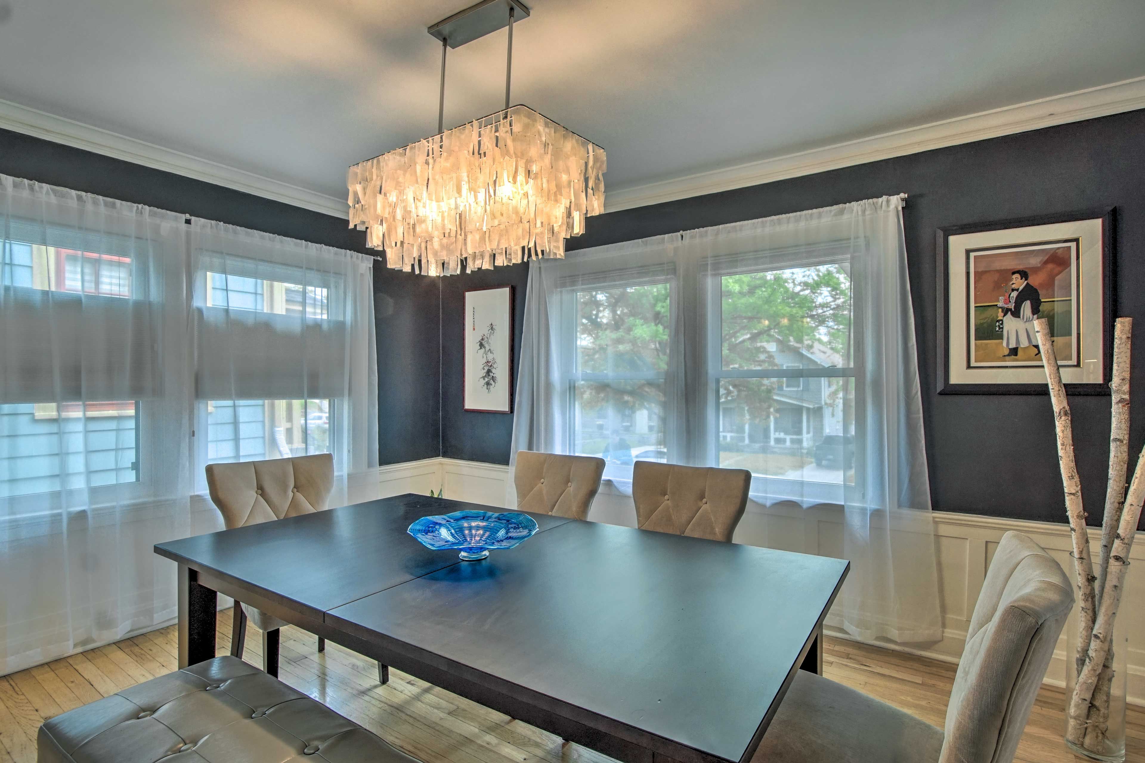Head through the open doorway to the sleek formal dining room!