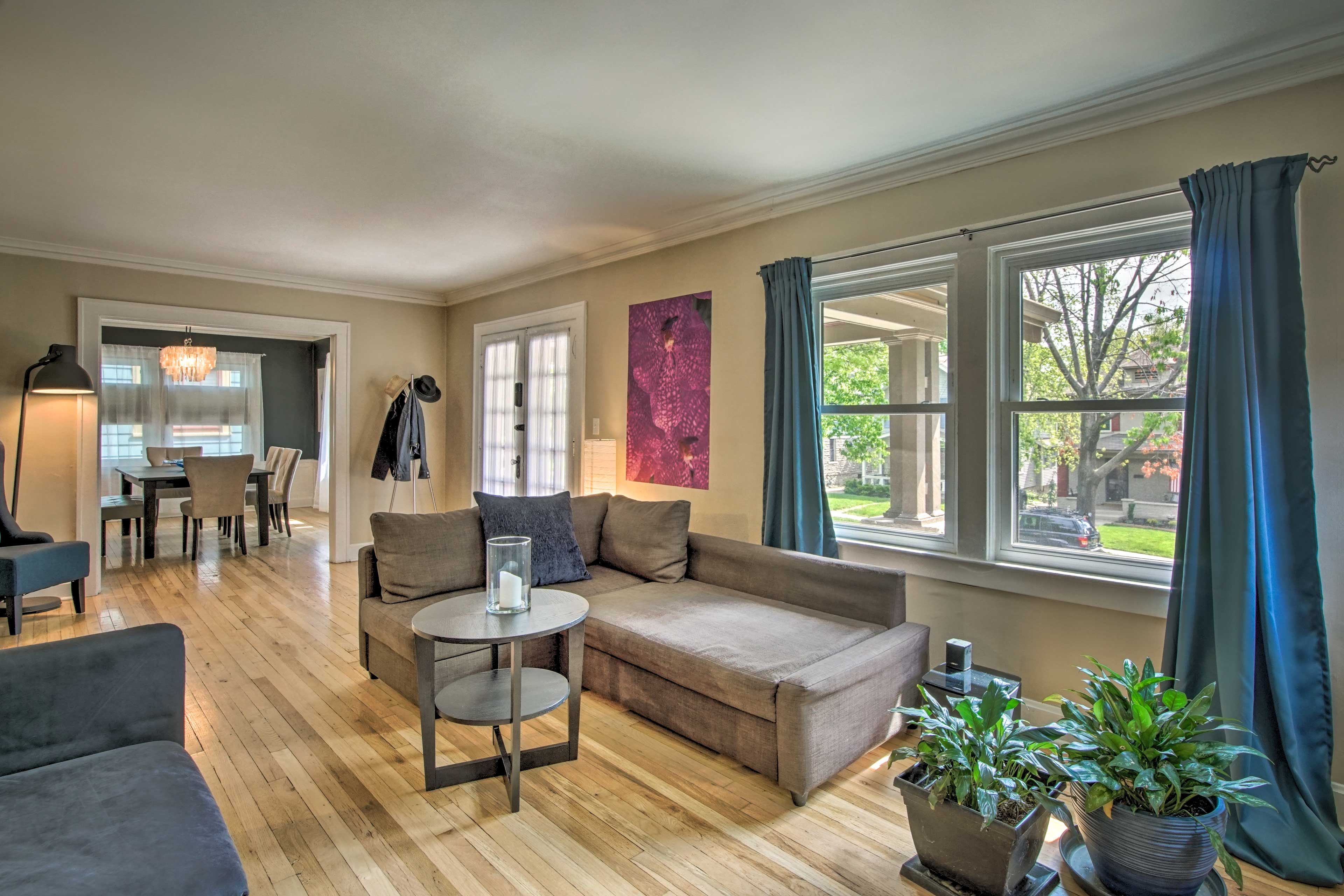 With the armchair, sectional, and couch, there are numerous seating options.