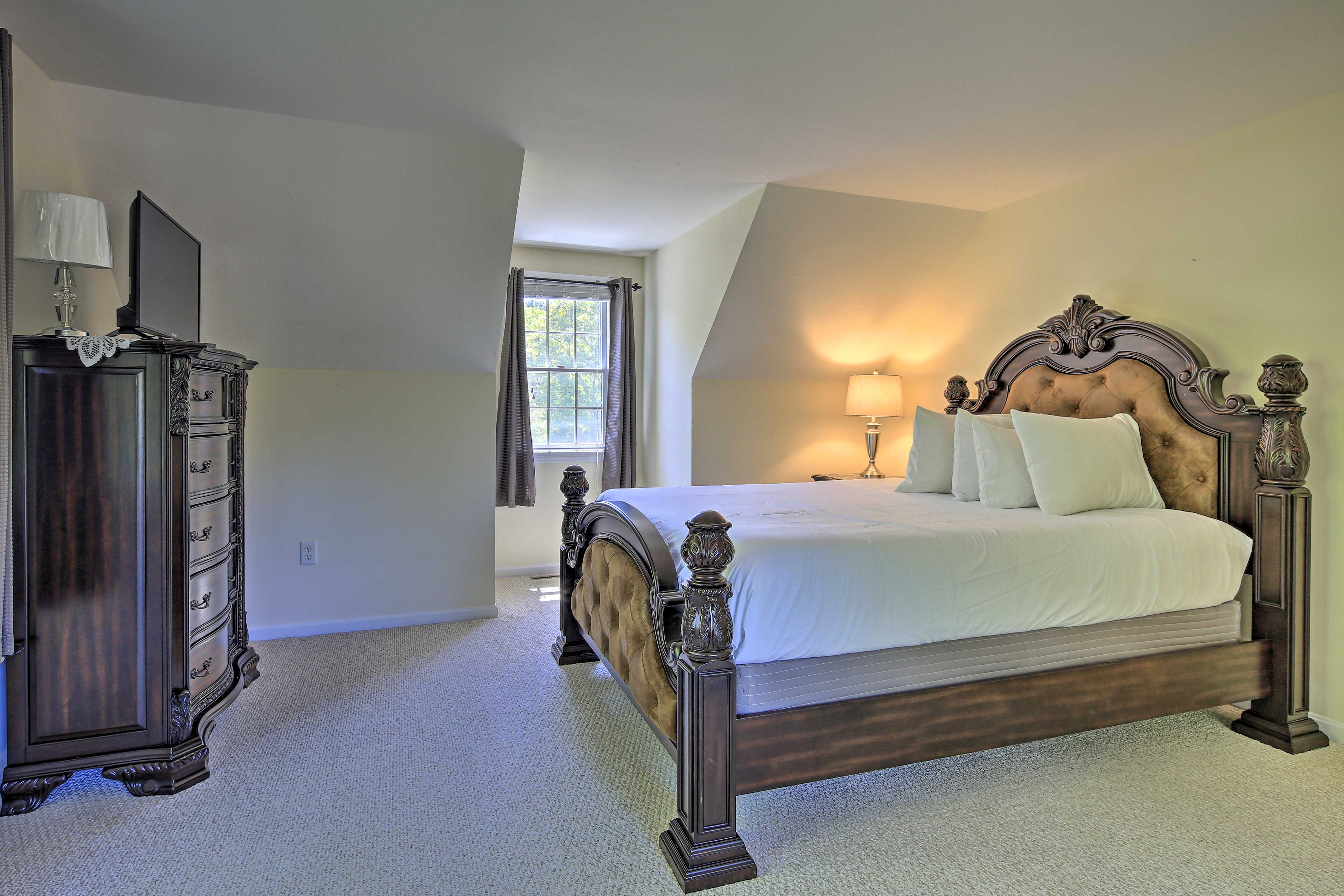 Doze off while watching shows on the room's own flat-screen TV.