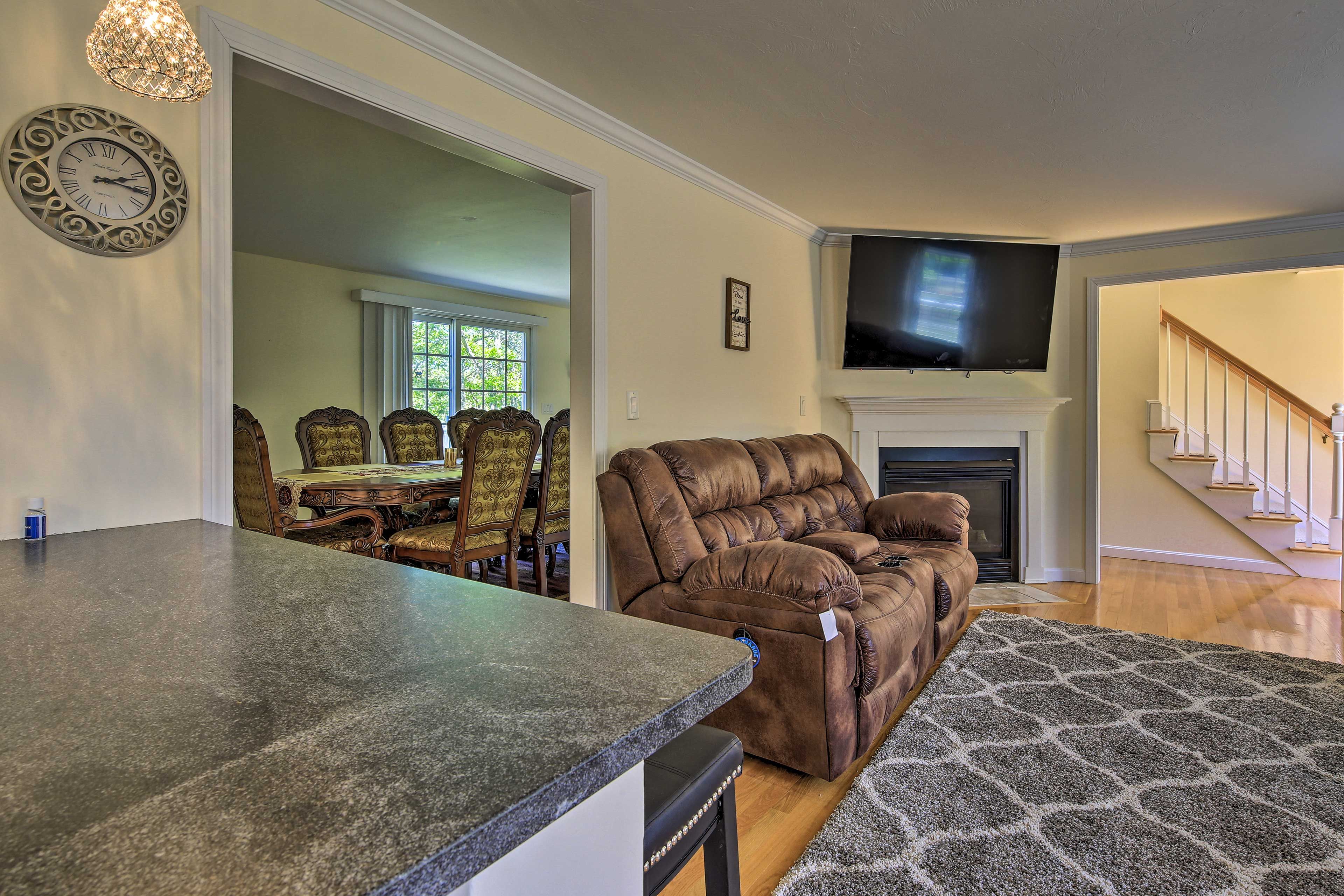 Upstairs, you'll find a large living area!