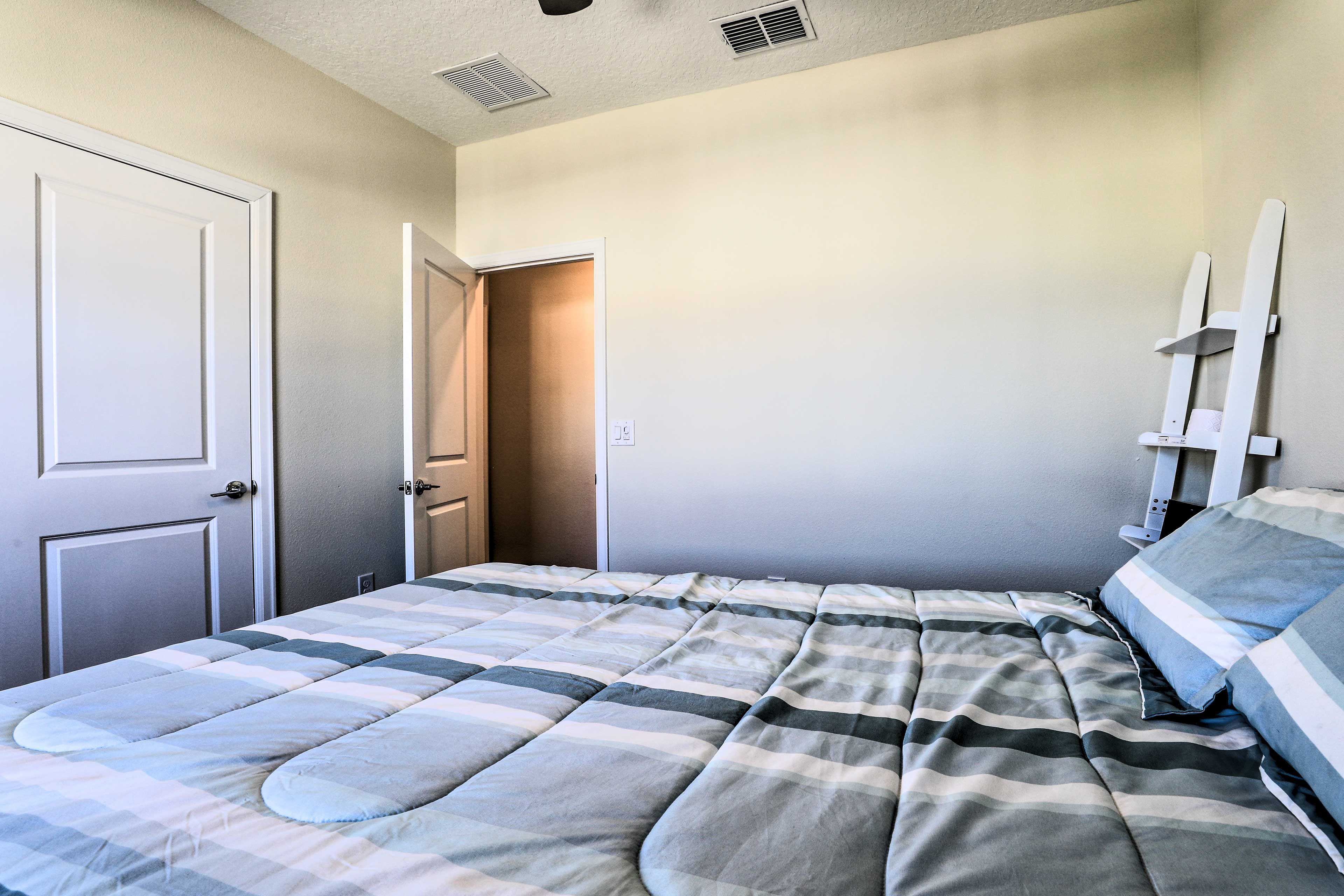 Store your clothes in the closet space.
