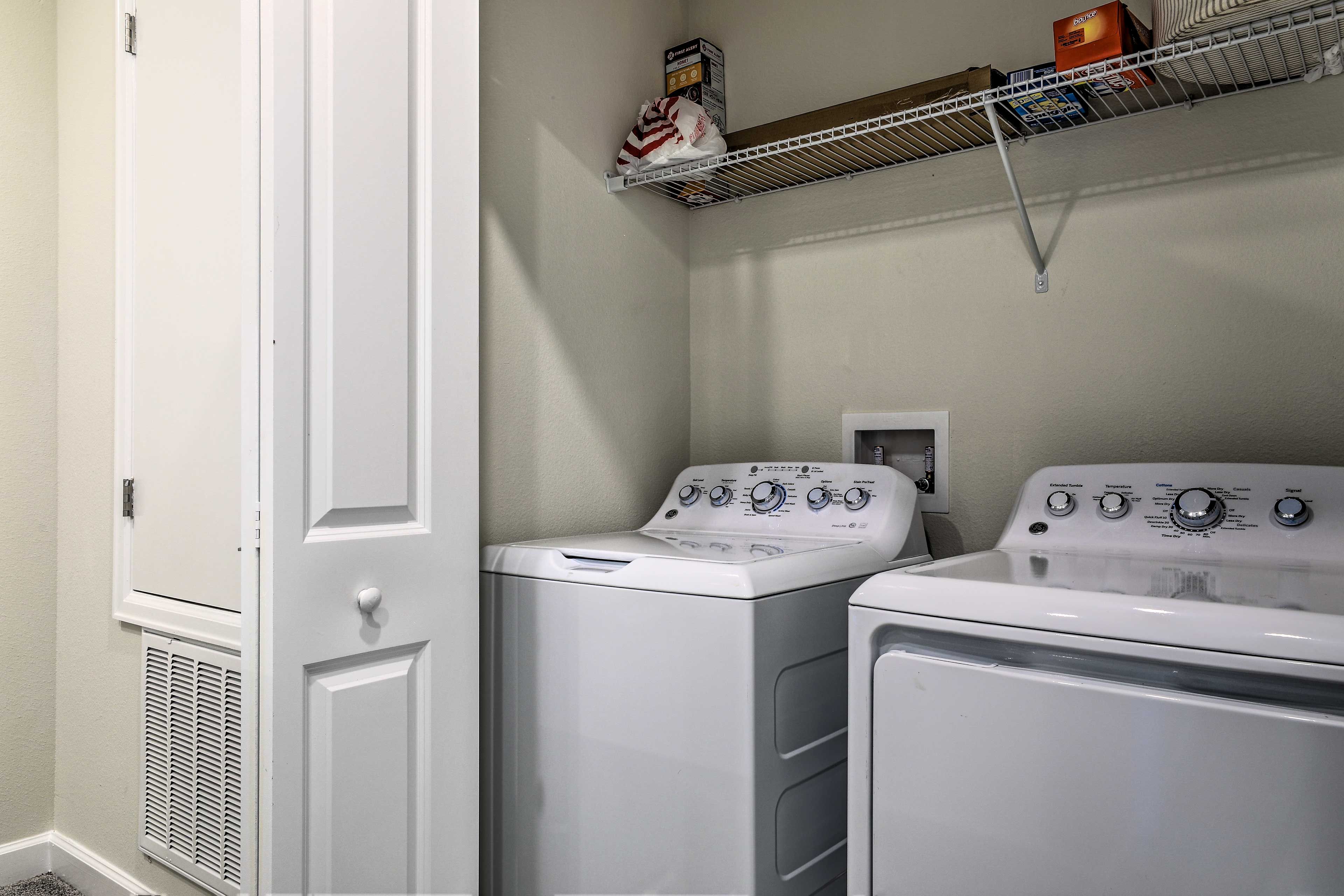 In-home washer and dryer is great for travelling families.