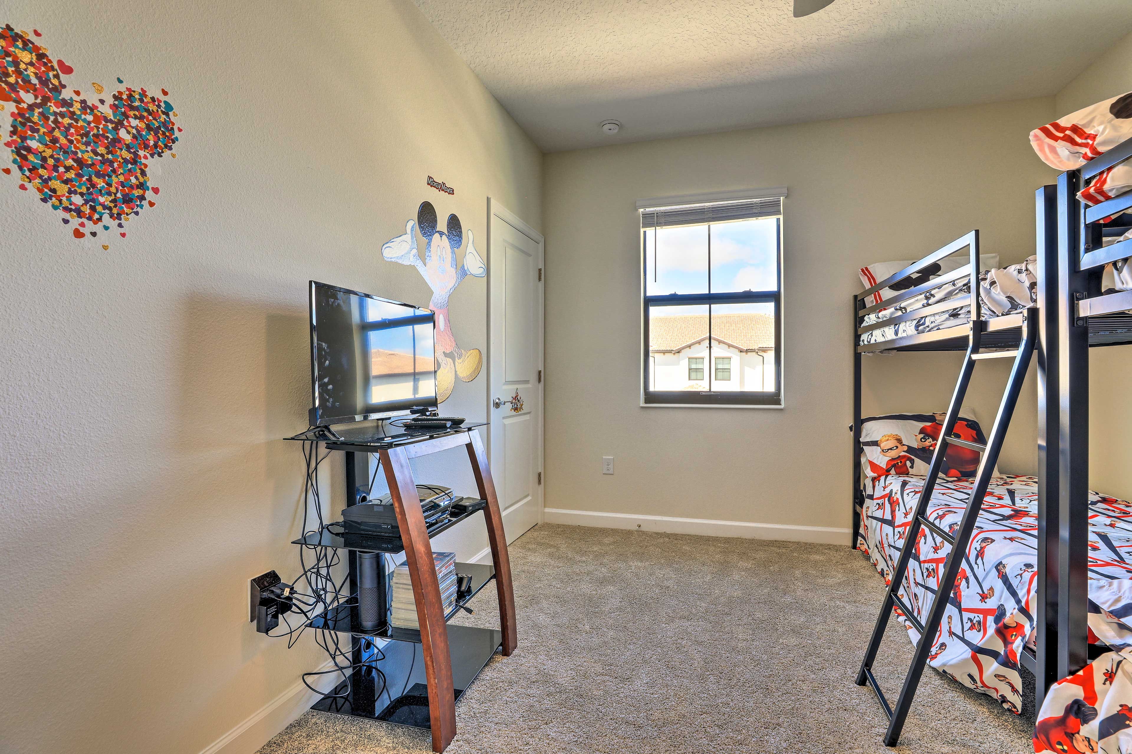 Flat-screen TVs provide entertainment any hour of the day.