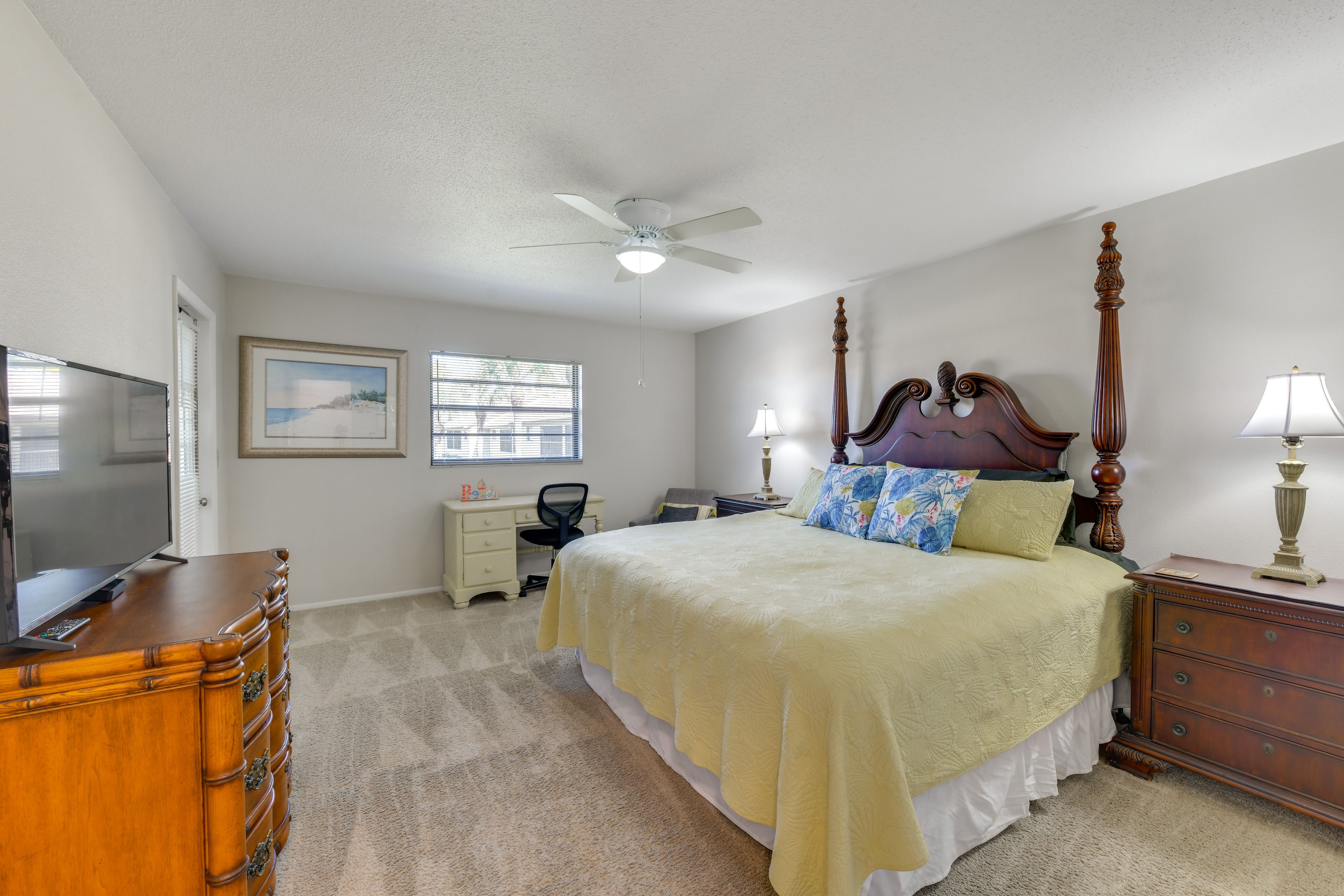 Bedroom 1 | King Bed | Linens Provided | Desk | Smart TV | En-Suite Bathroom