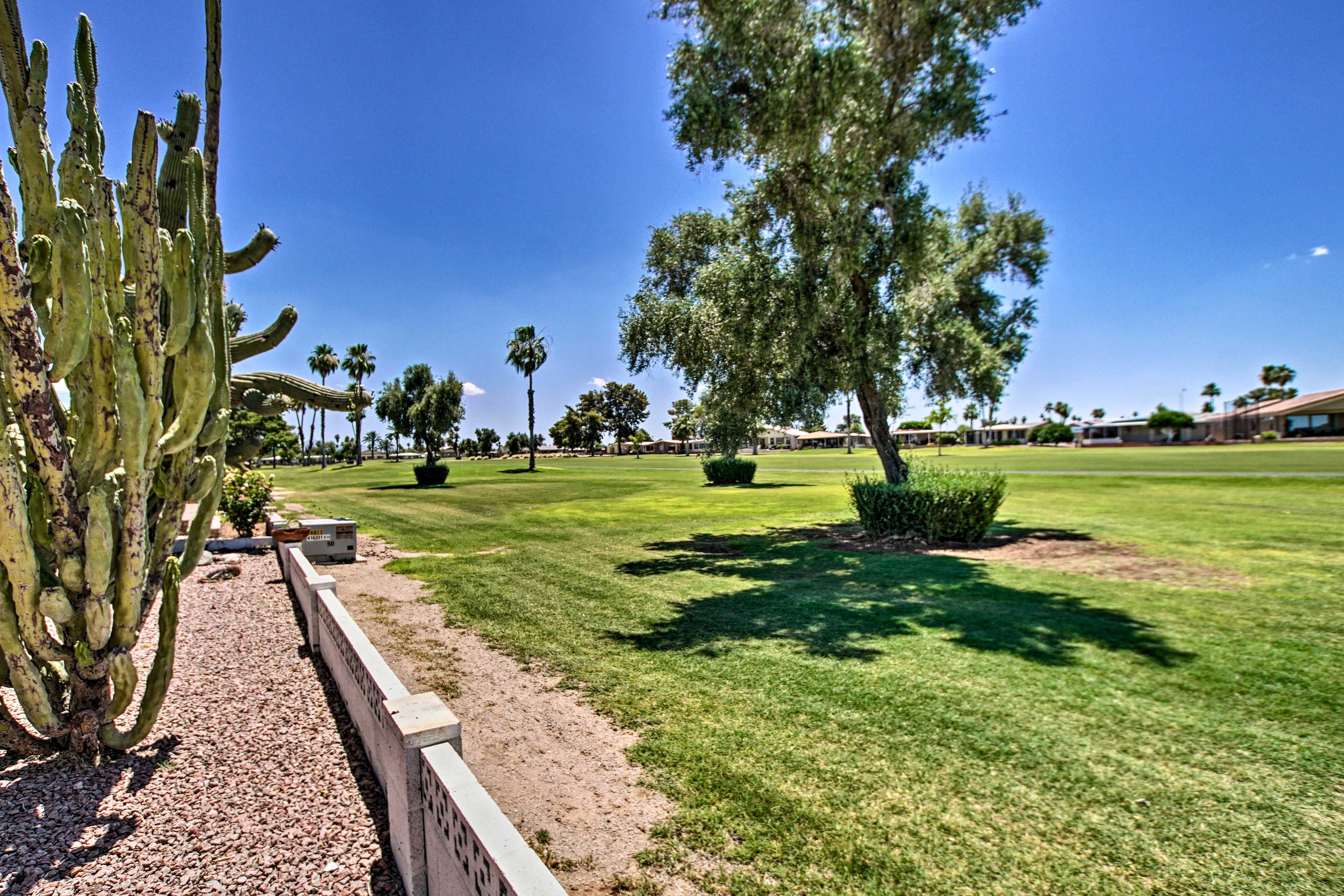 This home boasts a view of the putting green.