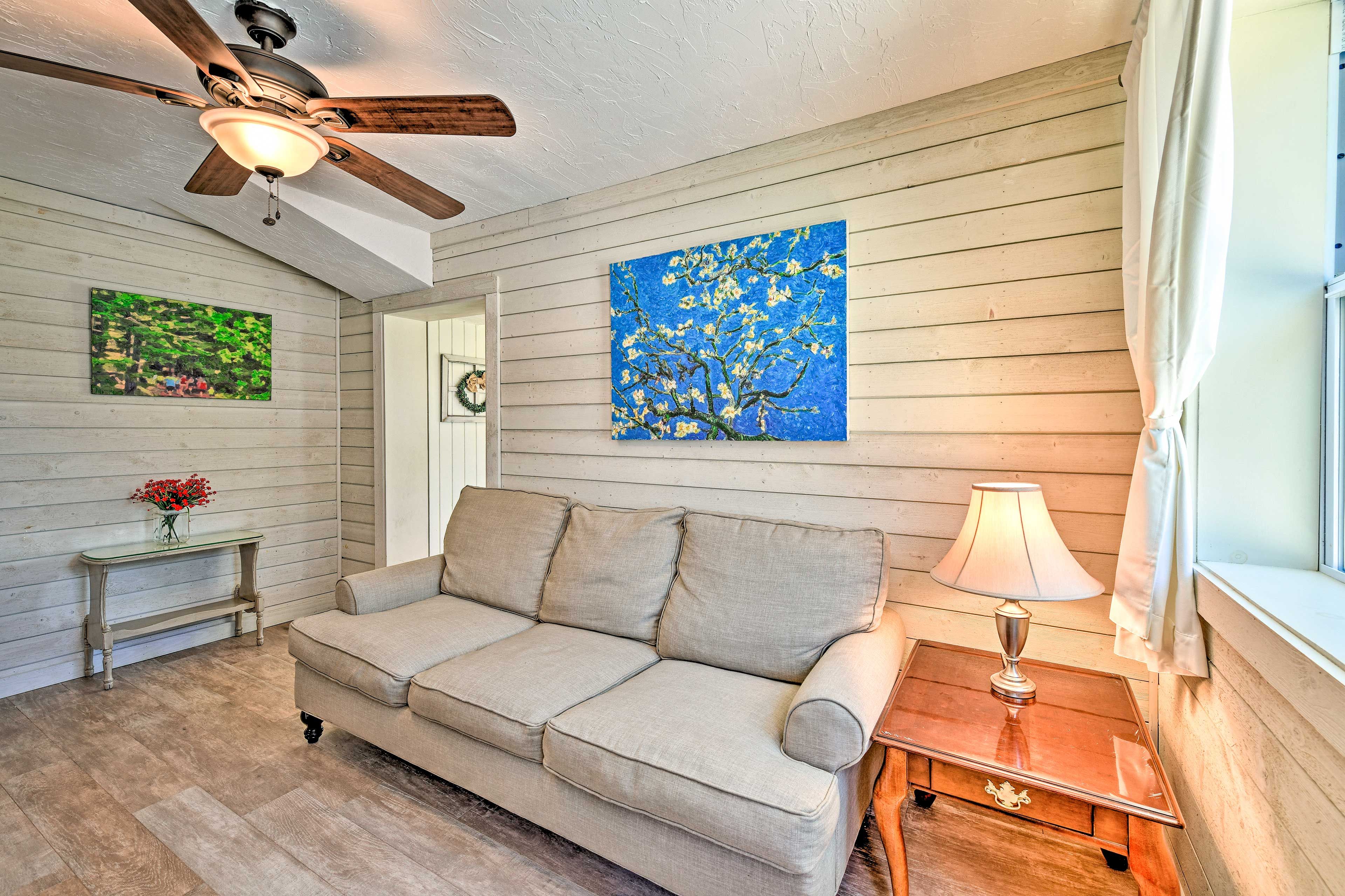 Colorful and inviting decor outfits this home-away-from-home.