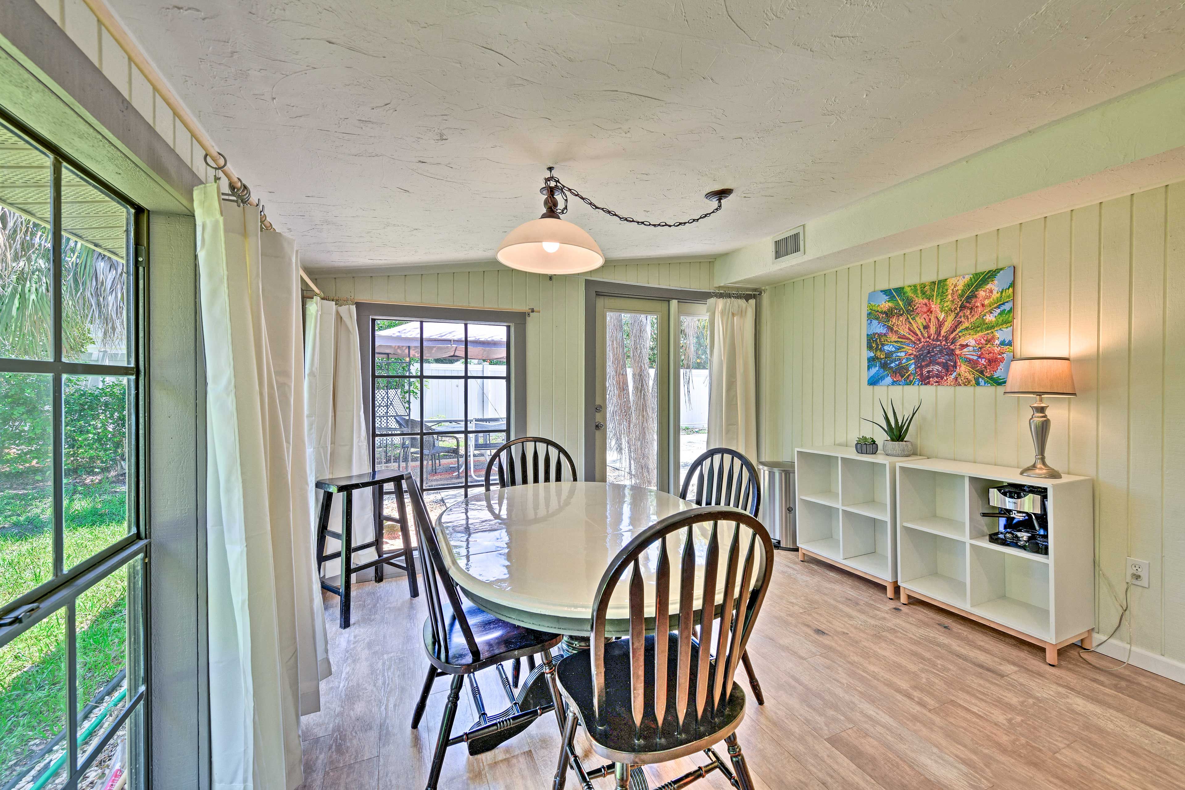 The patio and pergola await just through the sliding glass doors.