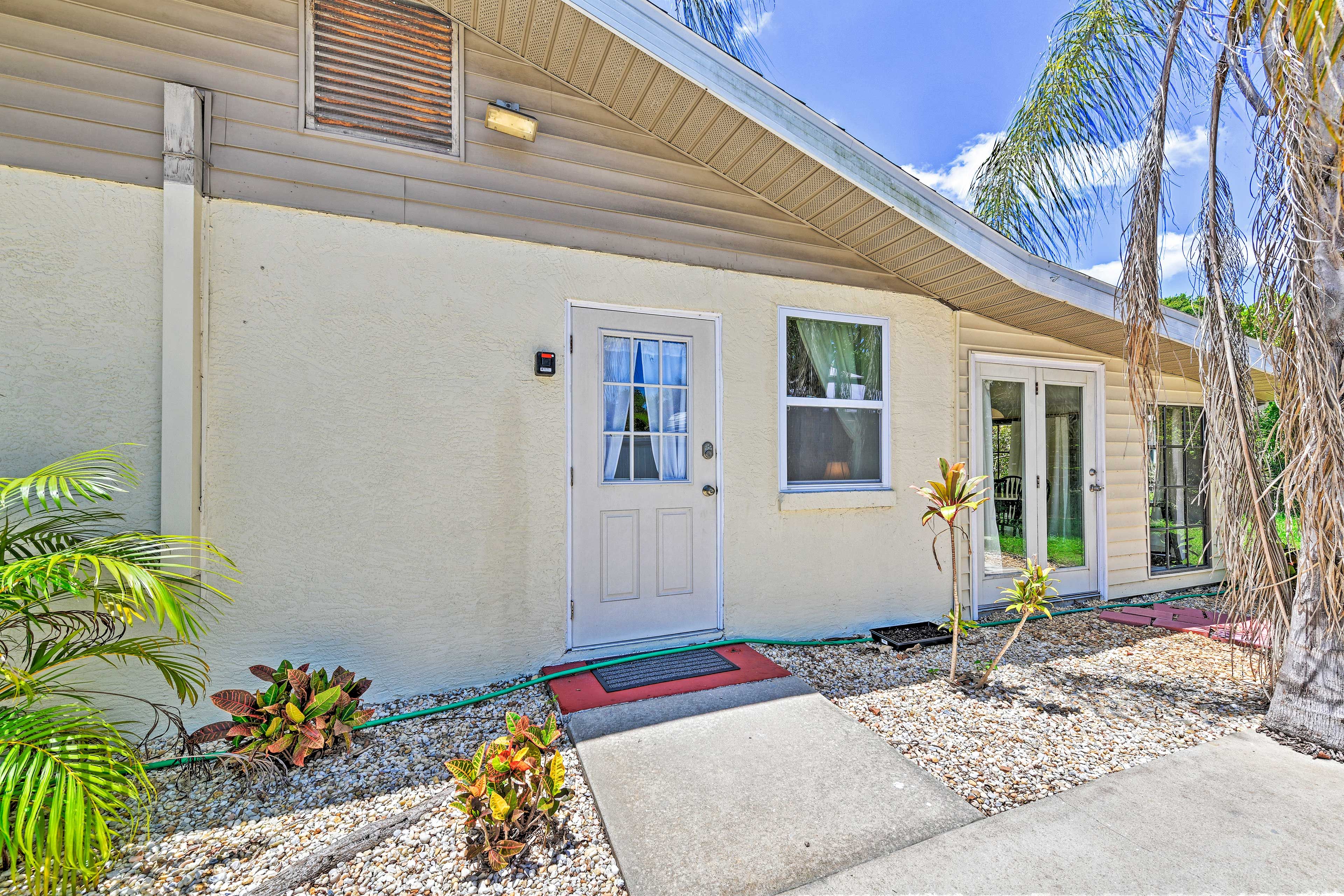 Tucked at the back of a larger home, the cottage has a private entrance.