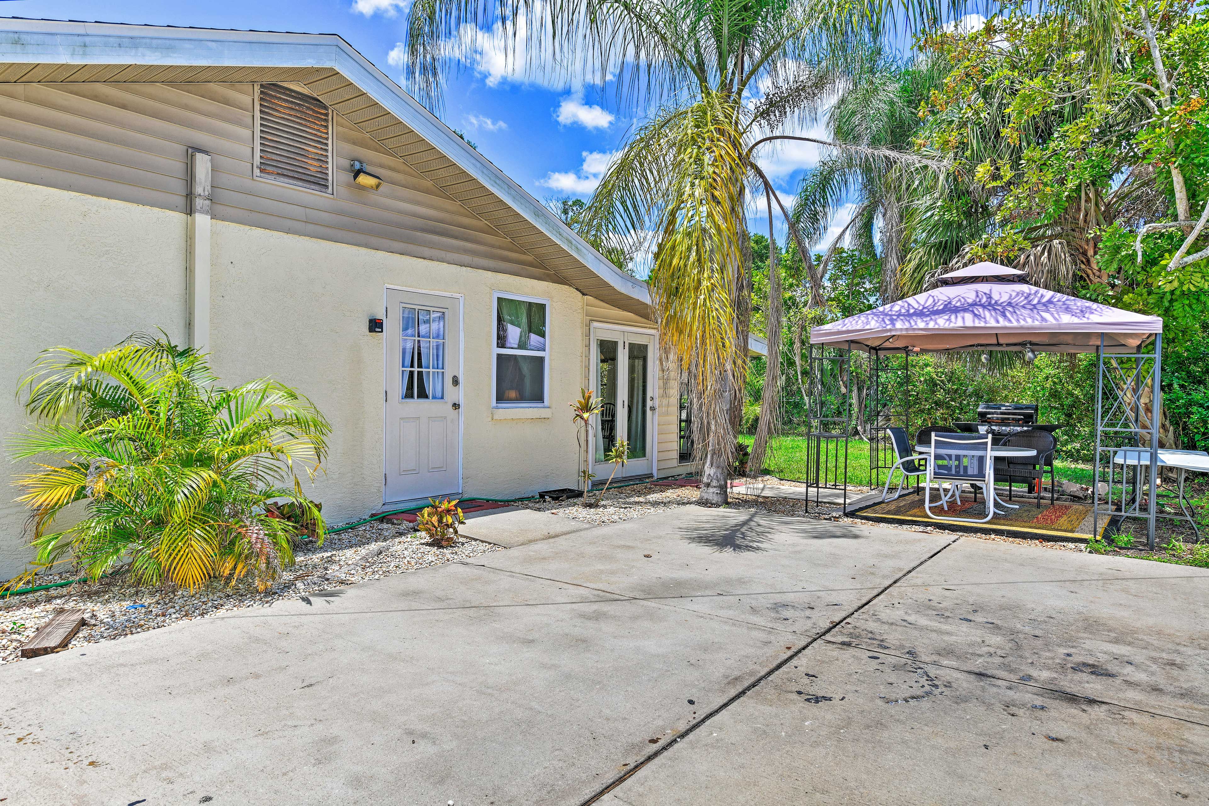 The entrance is located on the side of the home.