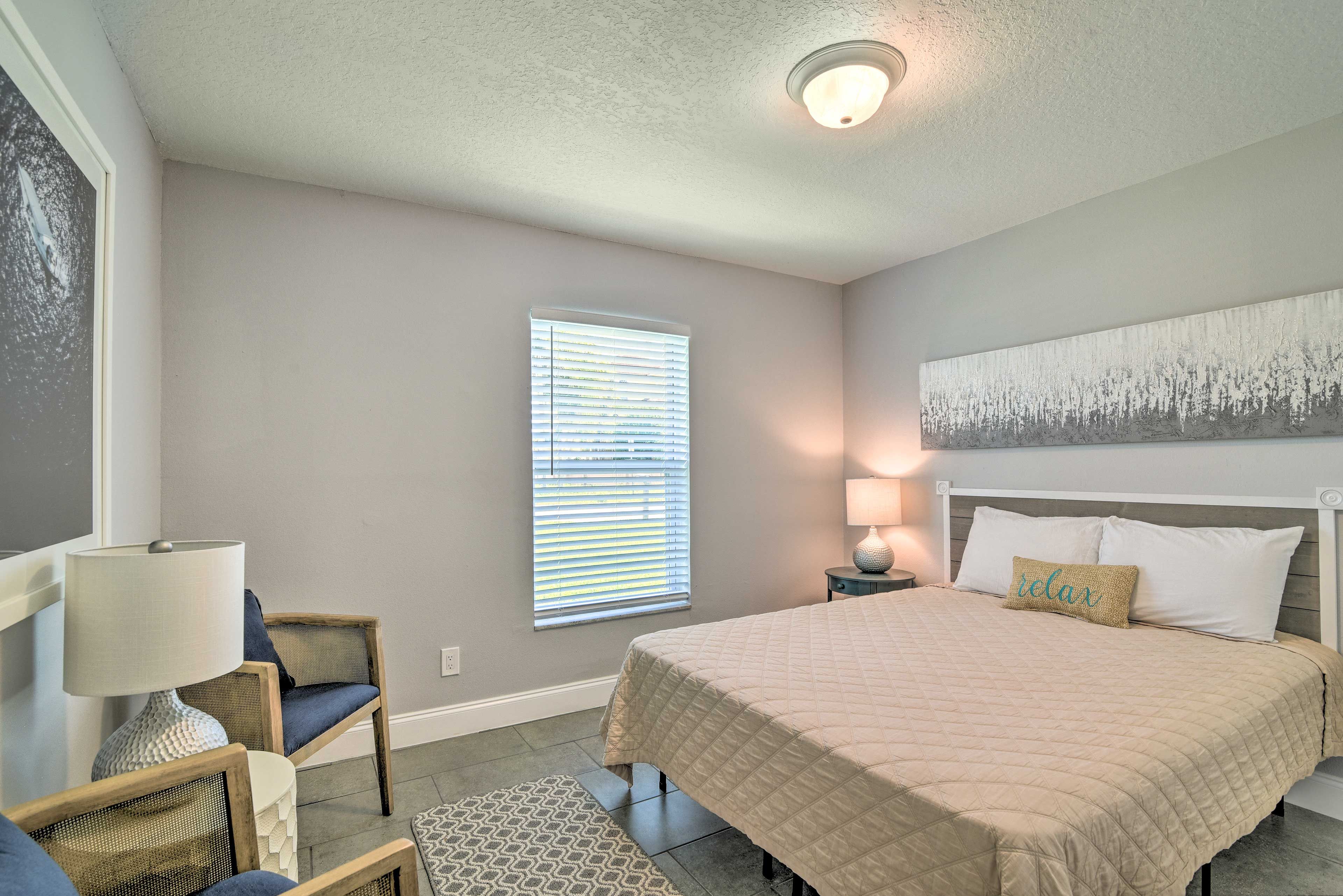 The third bedroom features a queen-sized bed.