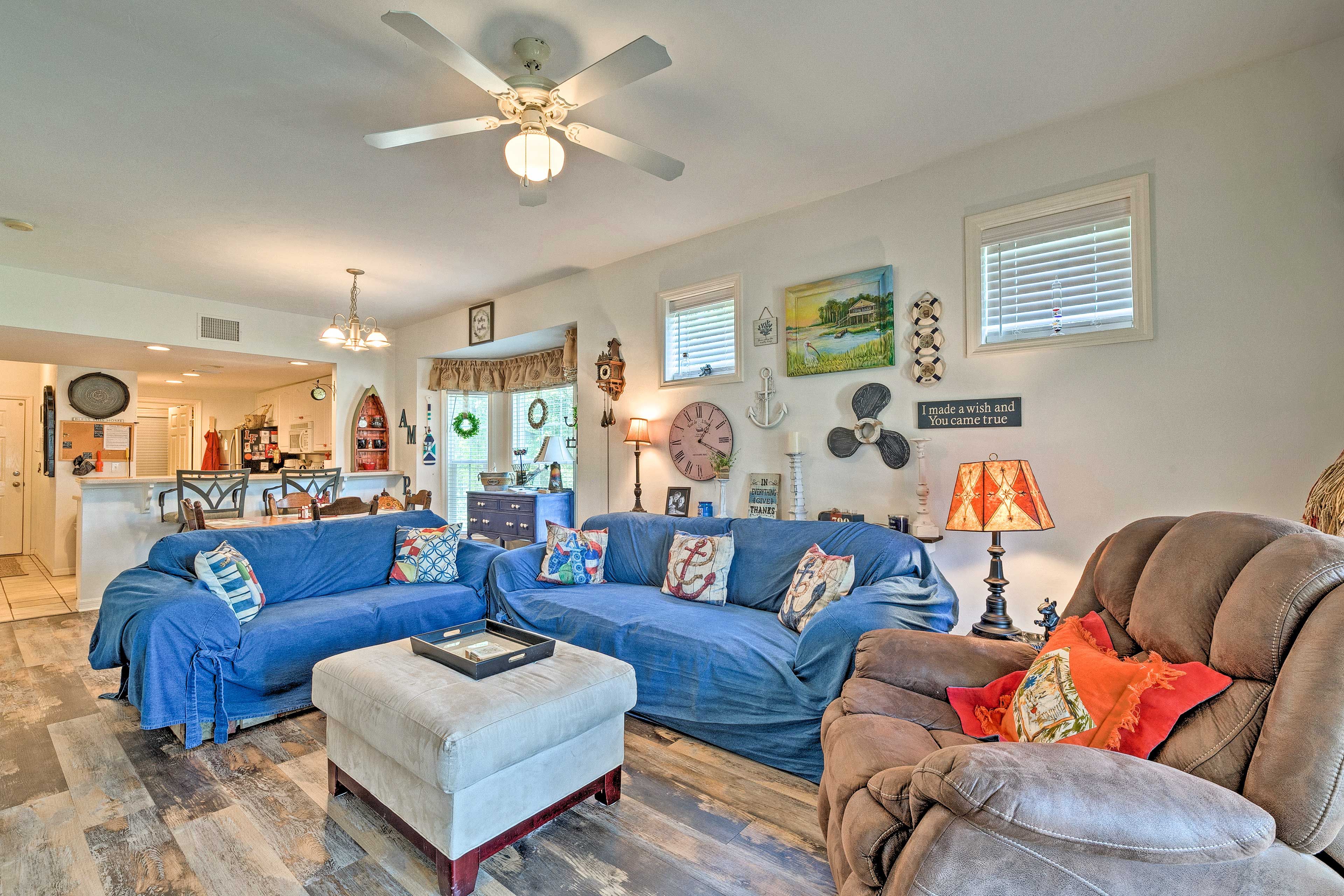 Turn on the ceiling fan and take a nap on the couch.