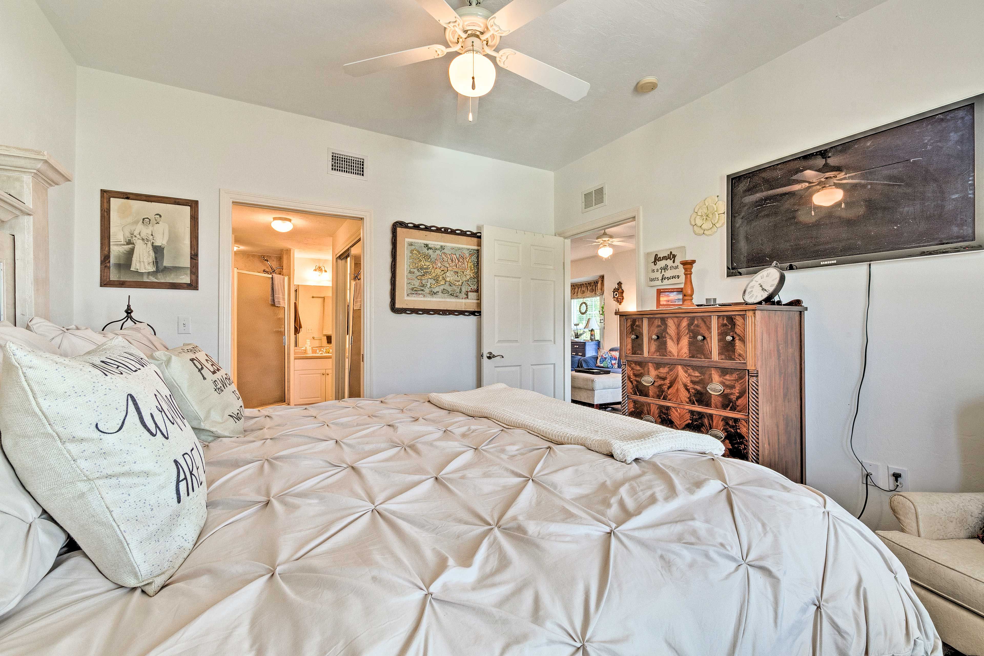 Drift to sleep to the sounds of the flat-screen Smart TV.