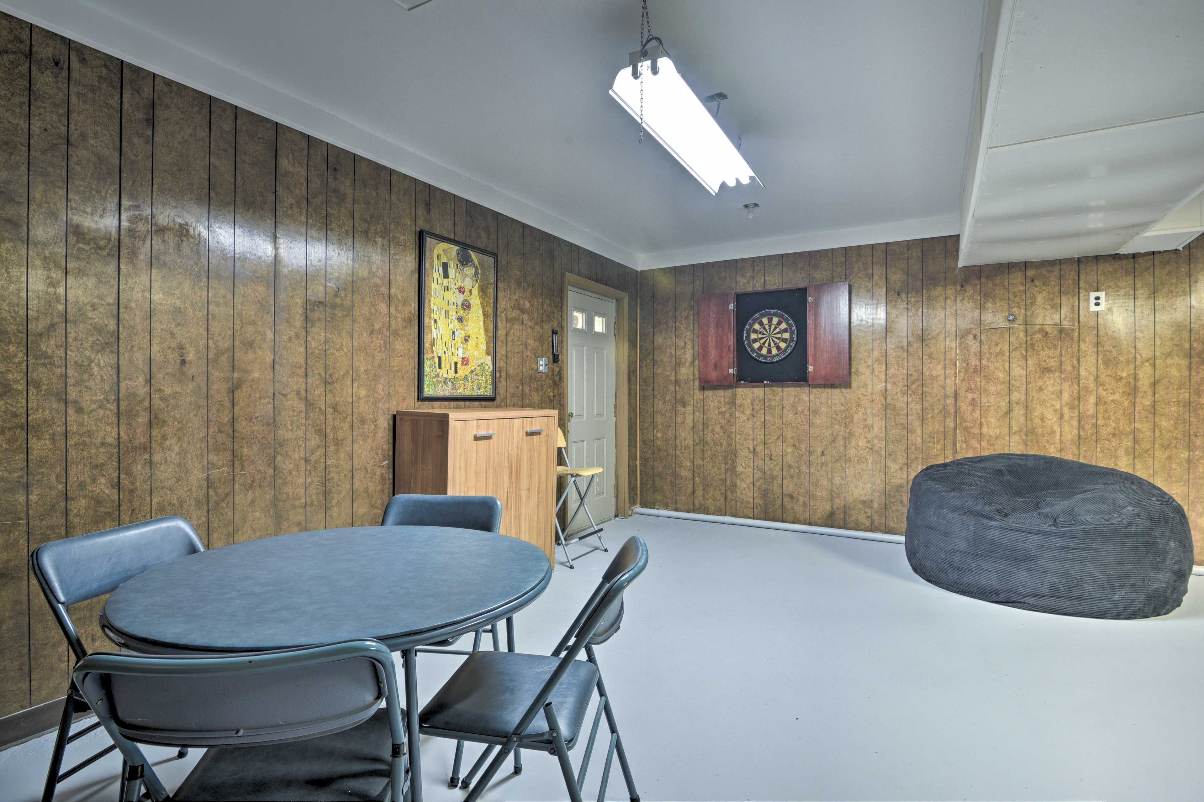 There's even a dartboard and a beanbag chair.