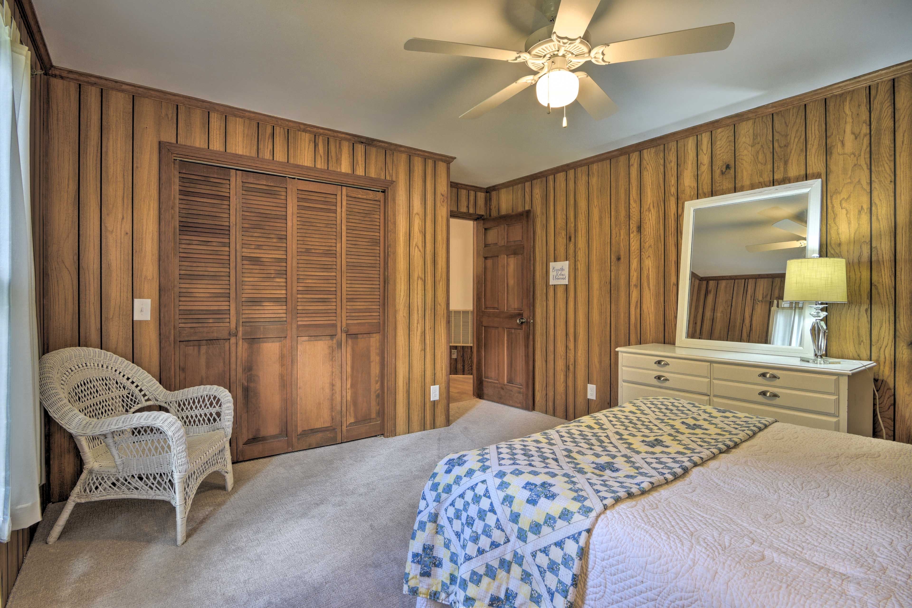 The double closet and dresser have plenty of space.