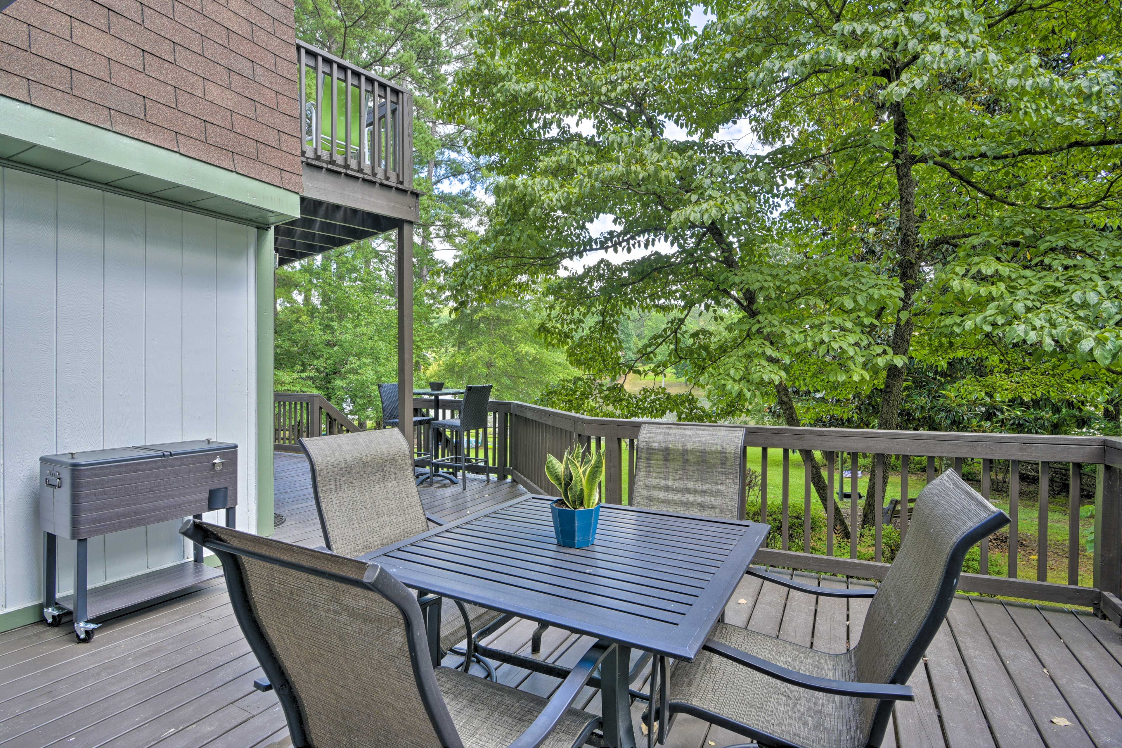 Outside on the deck, there's plenty of space to enjoy the fresh air.