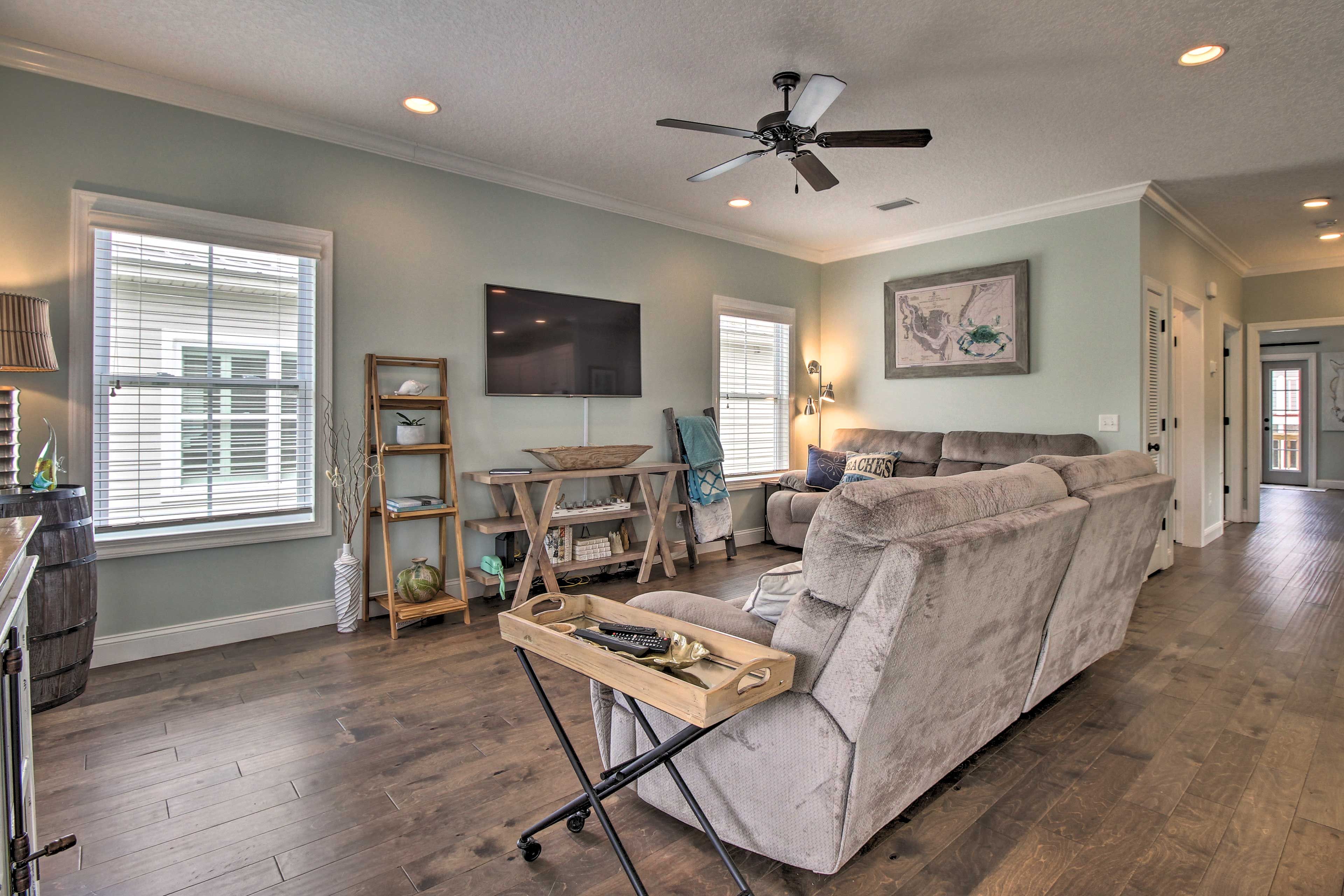 Hardwood flooring is throughout the first floor.