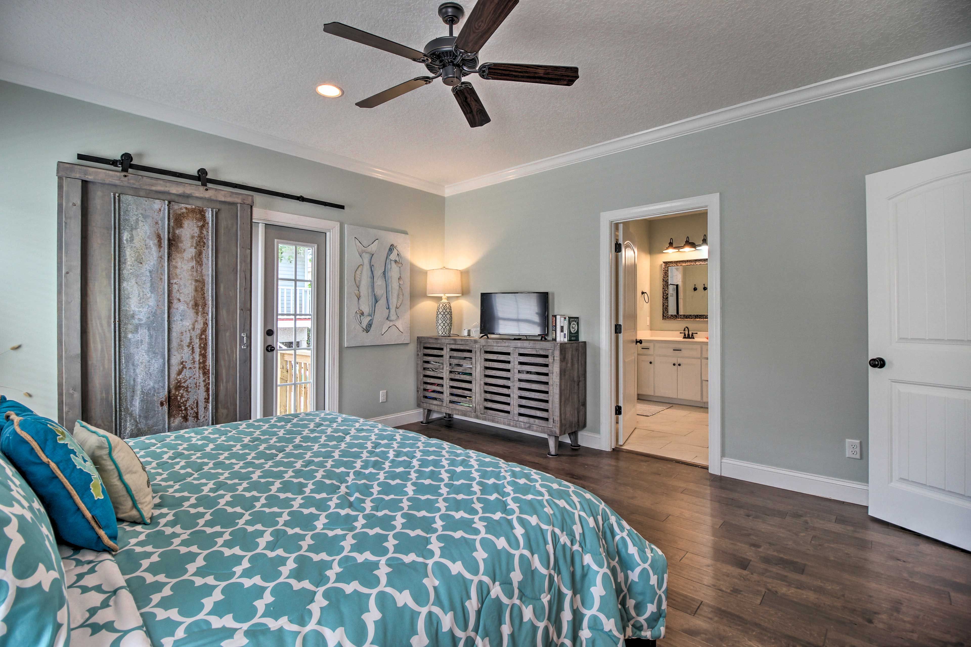 Step outside for a breath of fresh air from the main bedroom.
