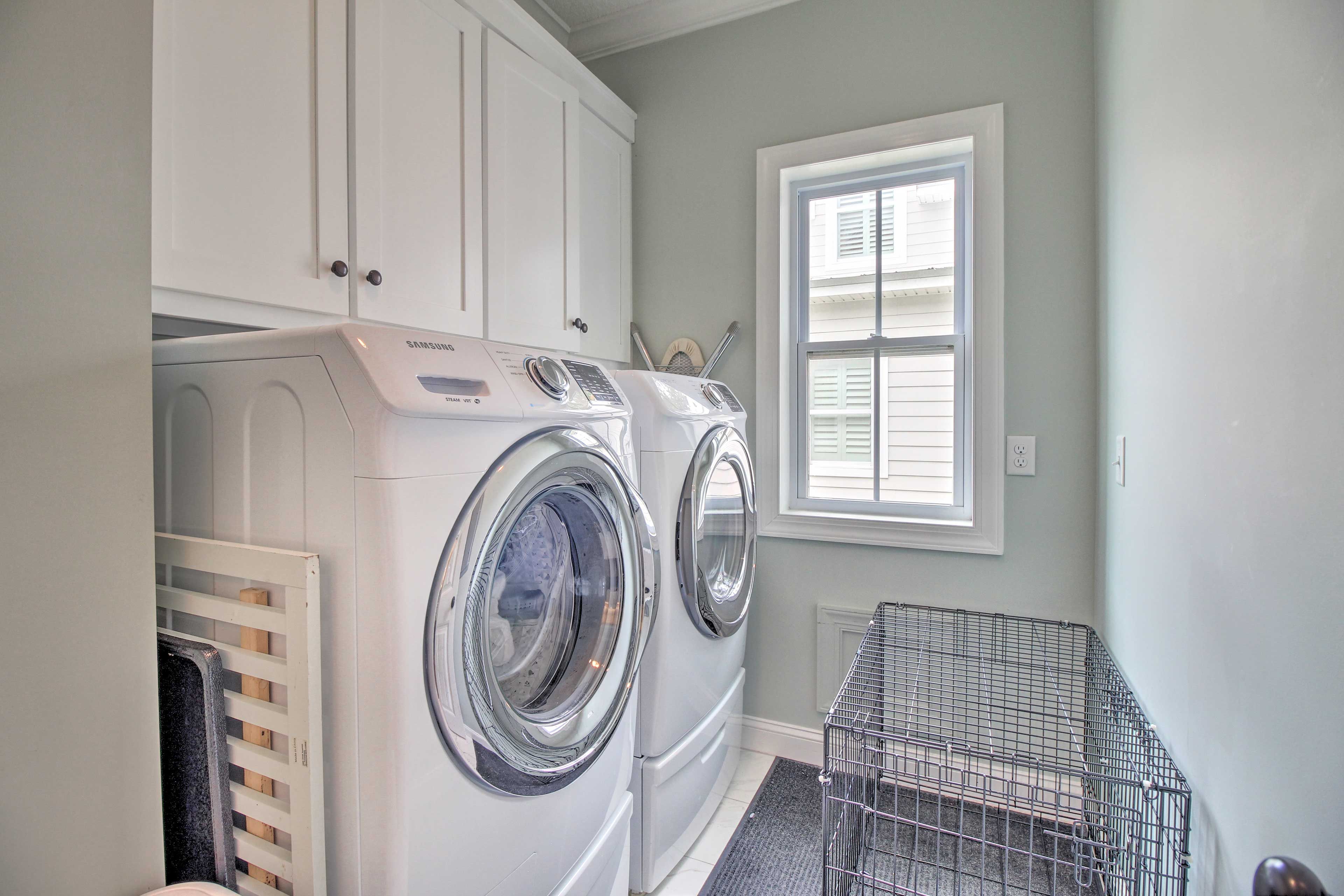 Laundry is easy with an on-site washer and dryer.