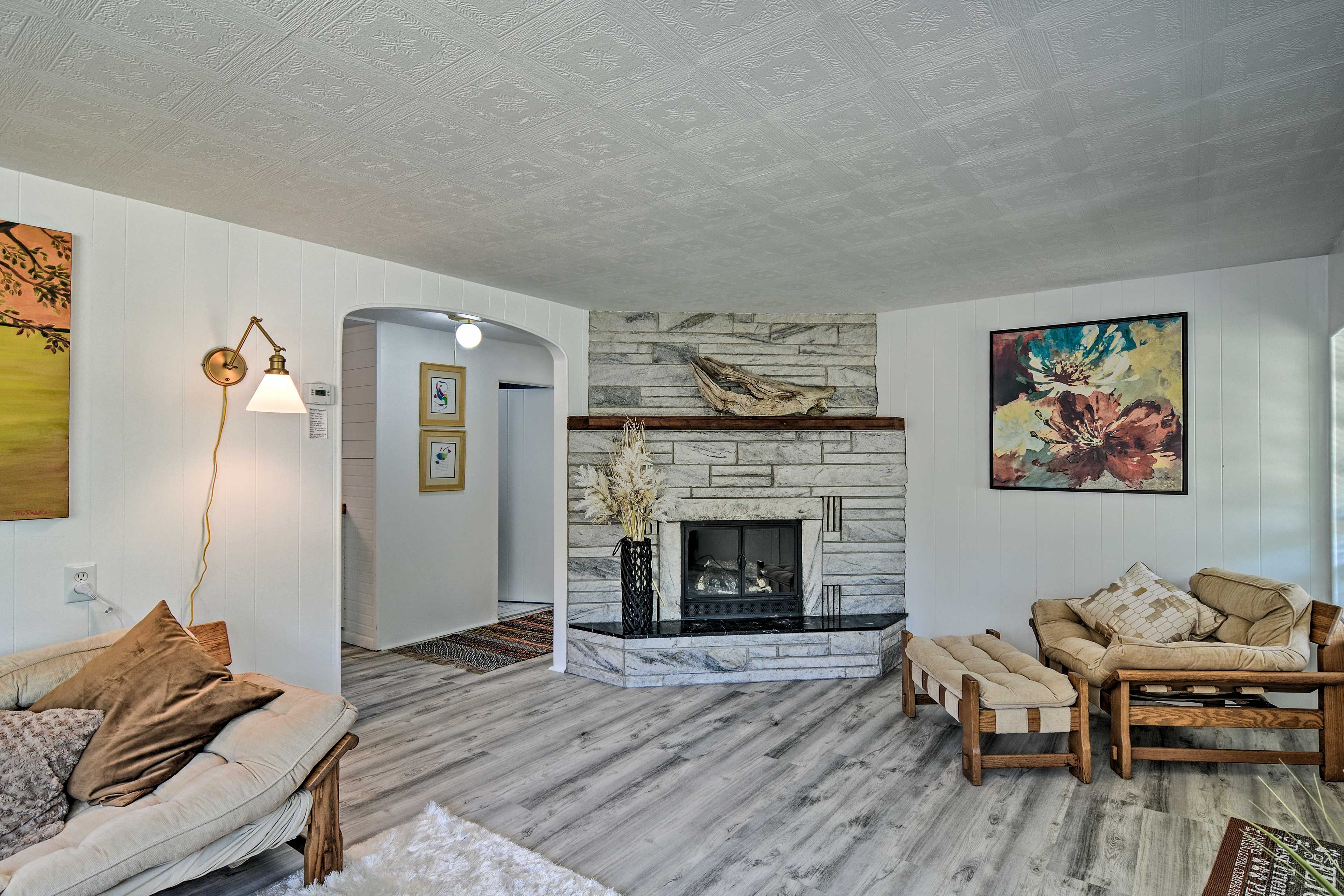 Warm your feet by the fireplace on chilly evenings.