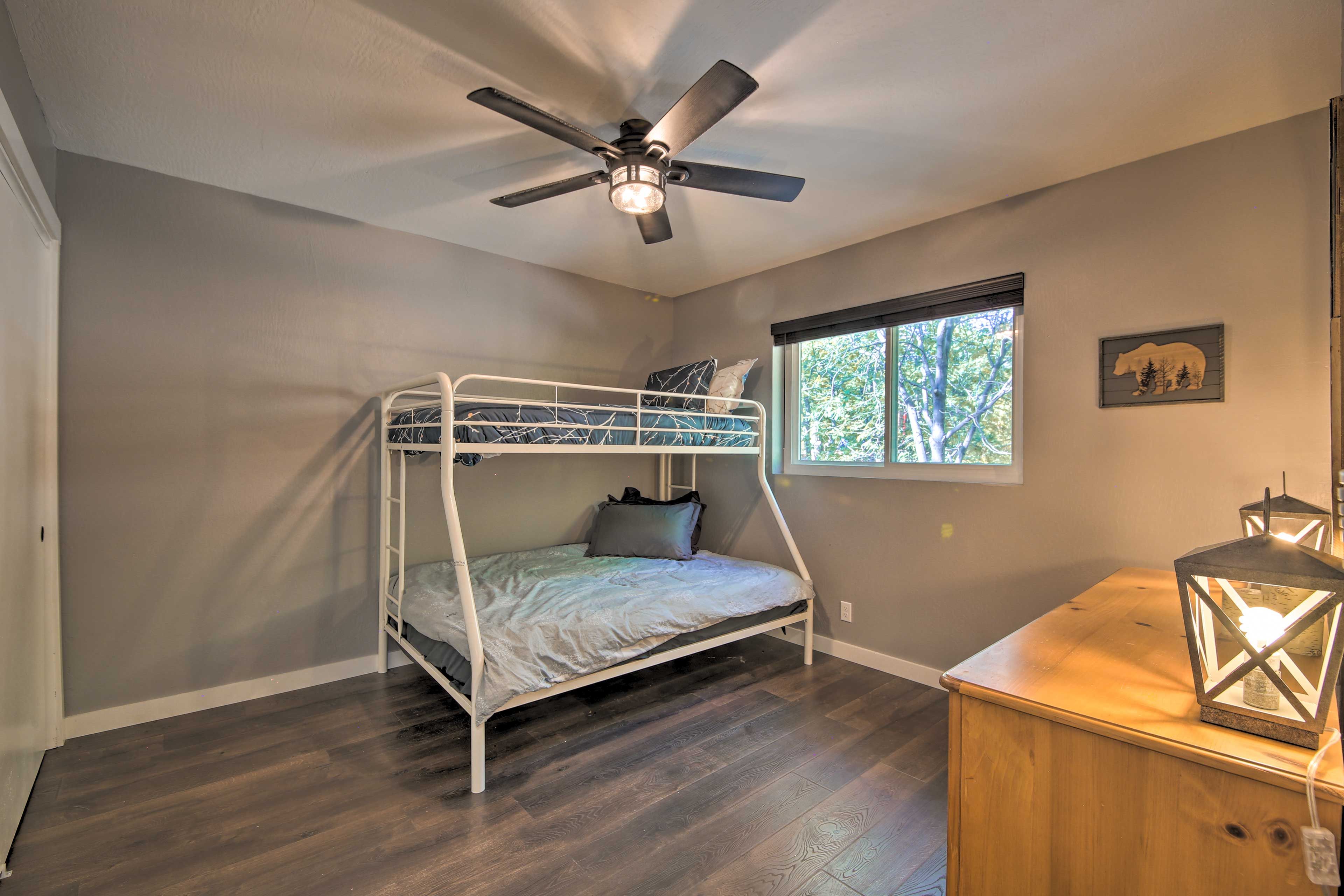 The 2nd bedroom offers a twin-over-full bunk bed.