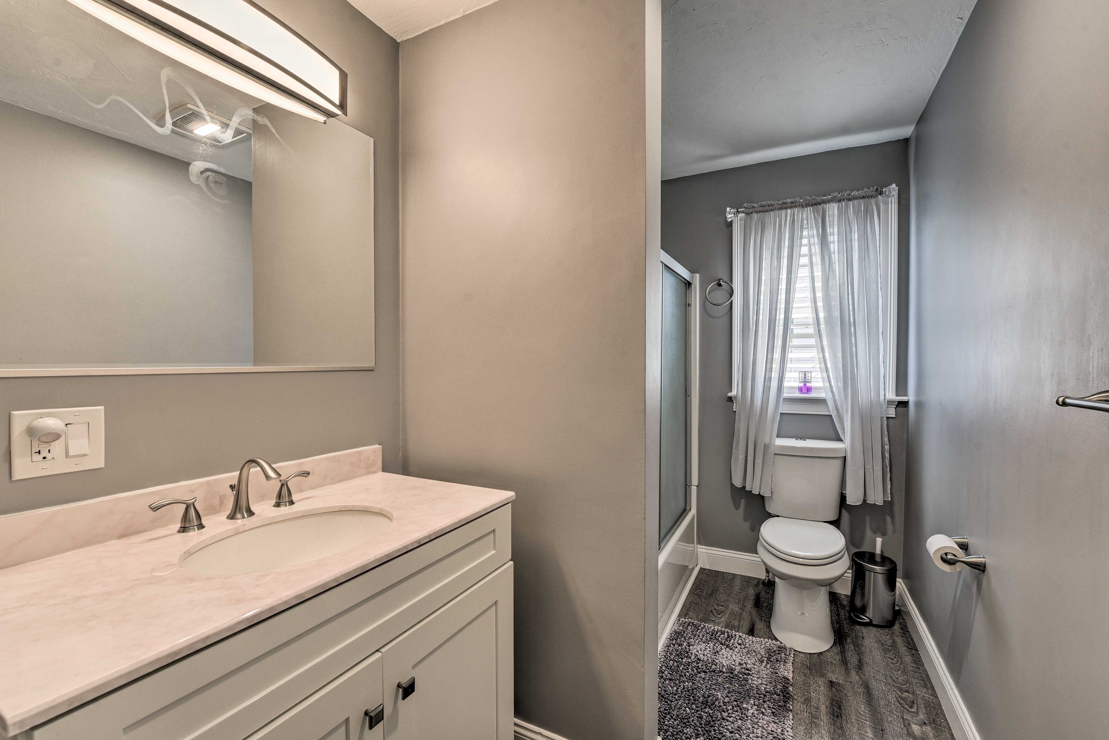 The walk-in shower lets you get ready for the day.