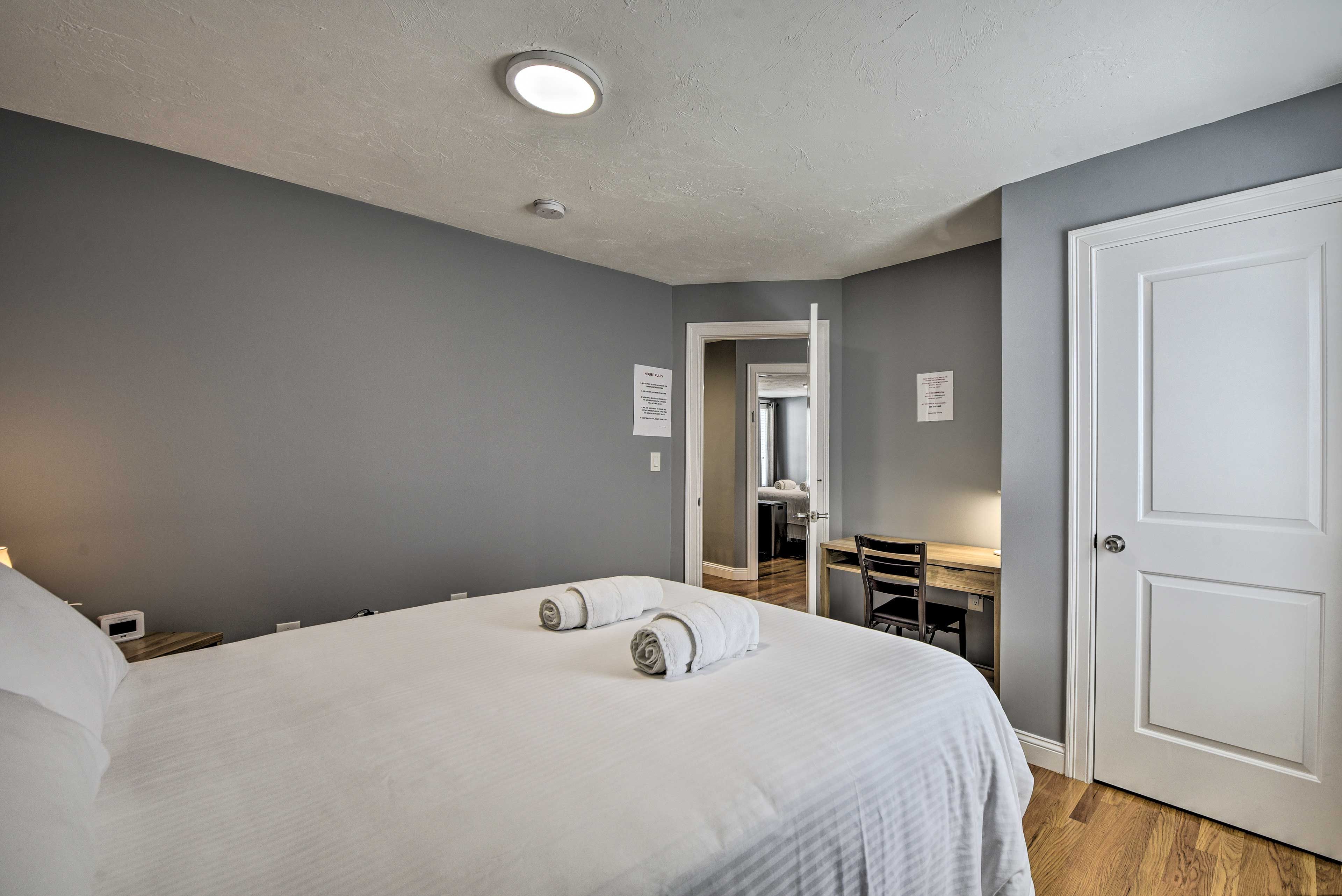 The second bedroom features a queen bed.
