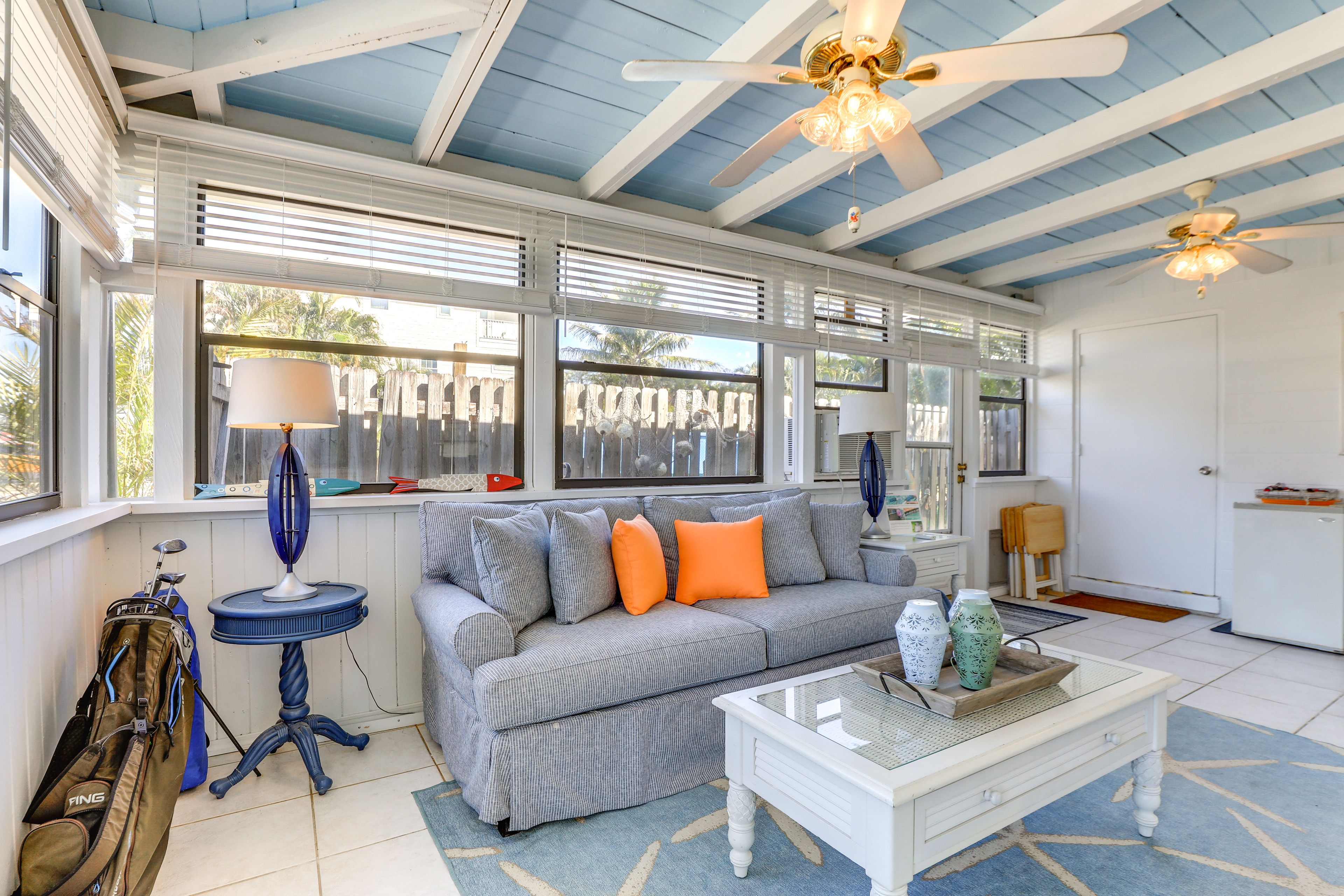 Screened Lanai | Sleeper Sofa | 1 Step Down Required