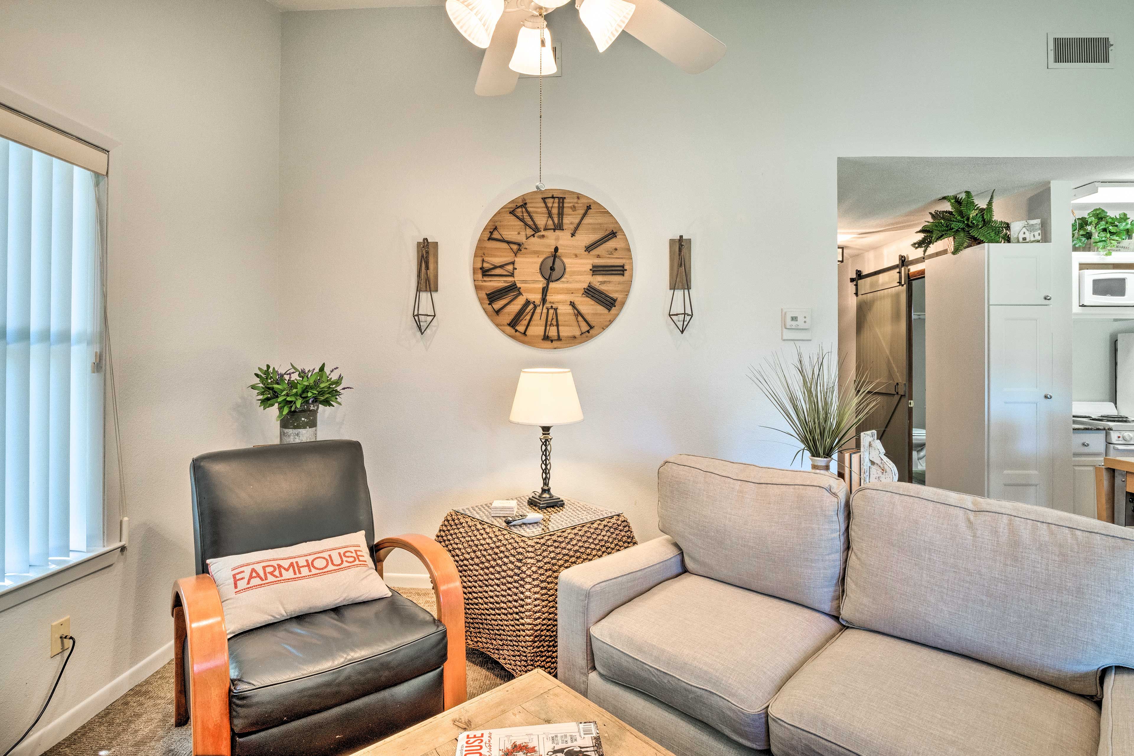 Admire the pastoral decor while you lounge about.