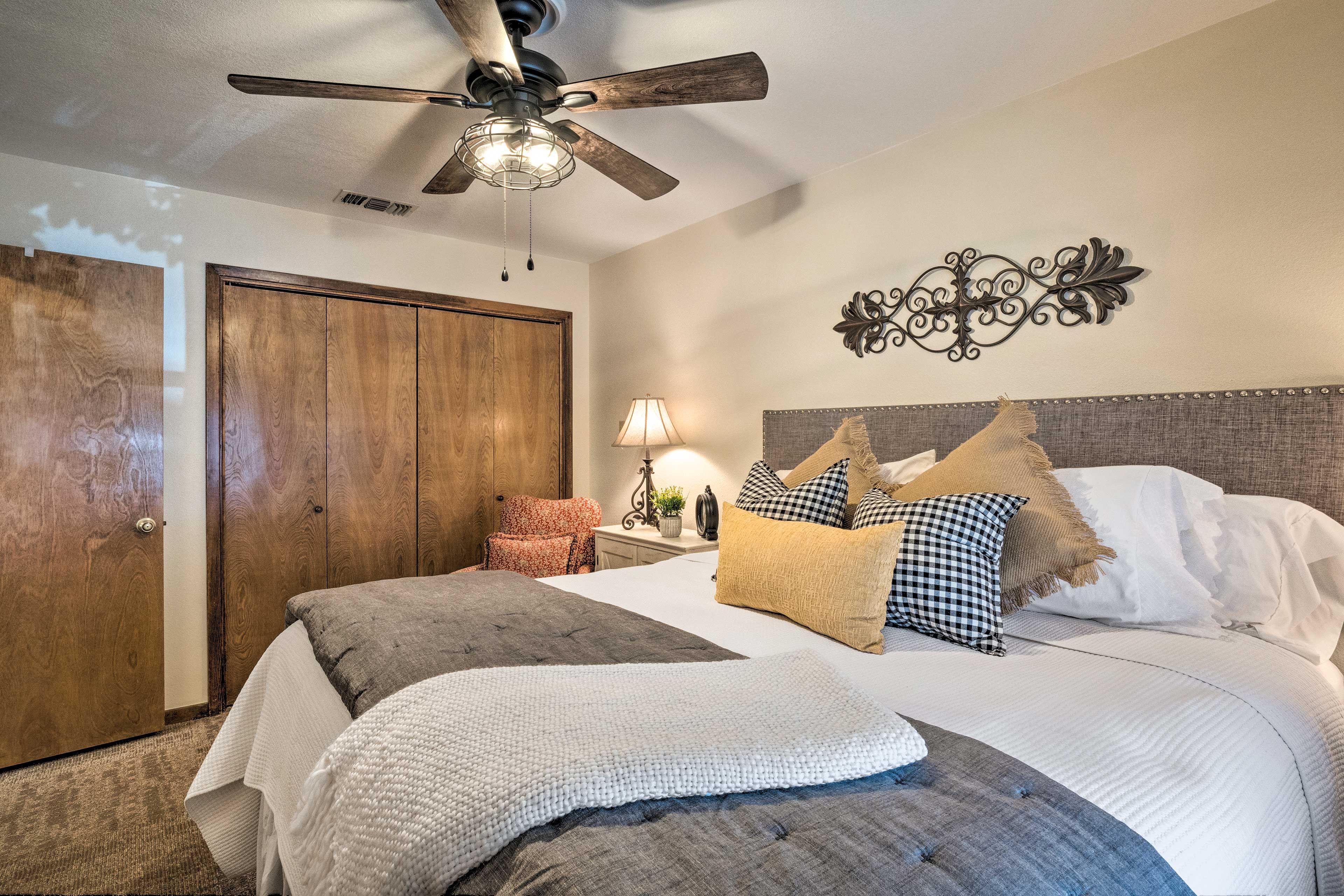 Store your belongings in the closet for a more at-home feel.