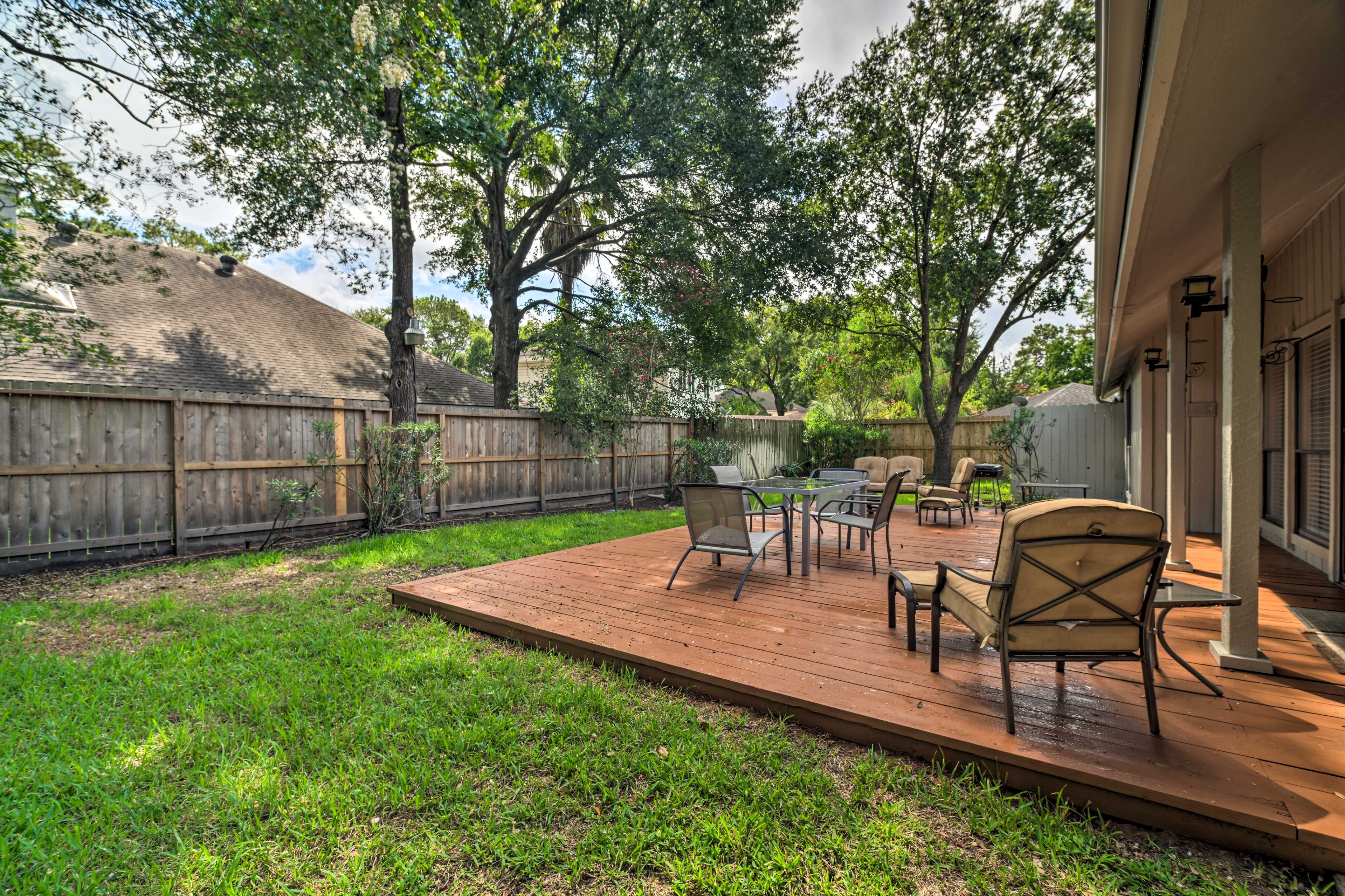 Throw on a sweatshirt and sit outside to dine al fresco or play cards.