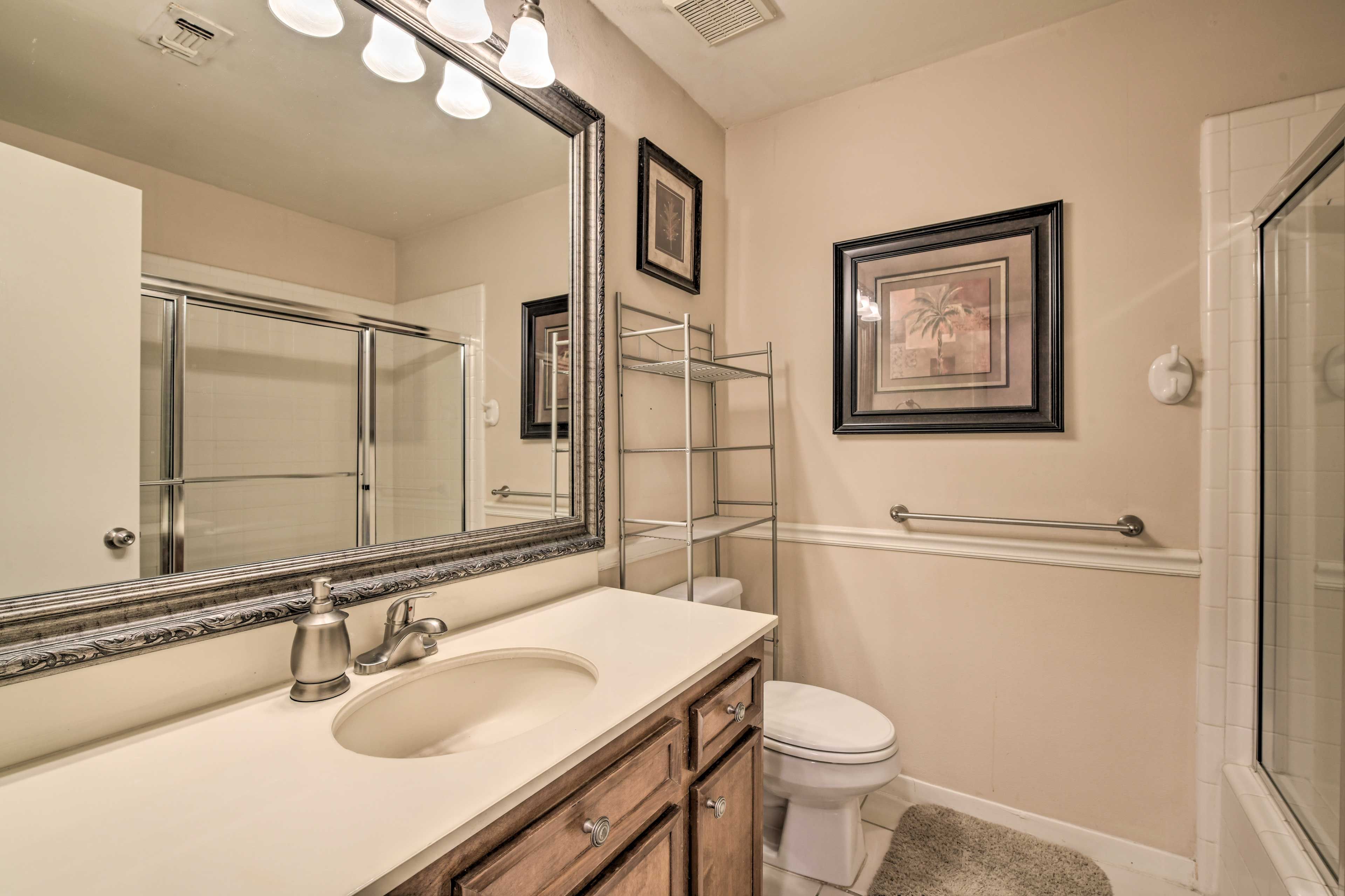 Store your toiletries in the vanity for safe keeping.