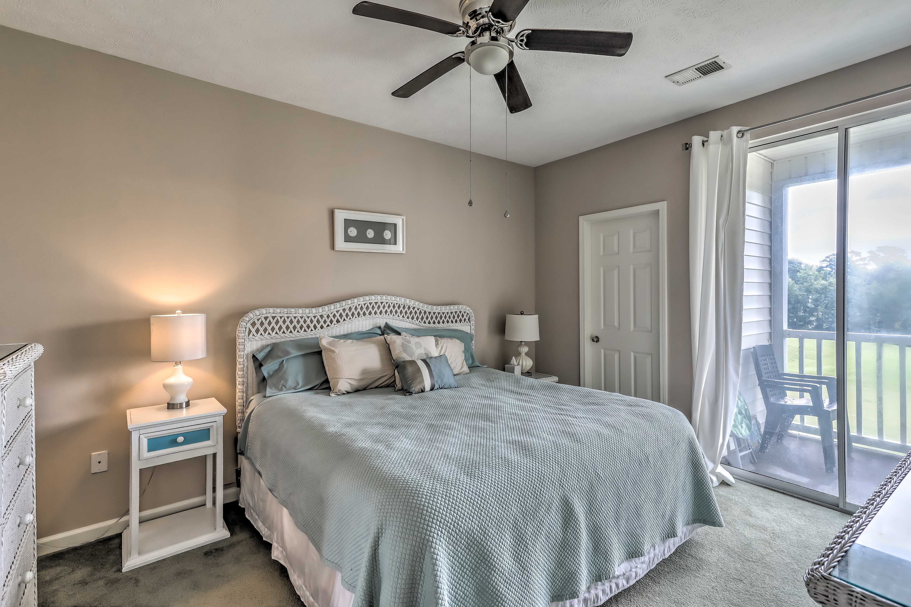 Retire to the master bedroom for a good night's sleep.