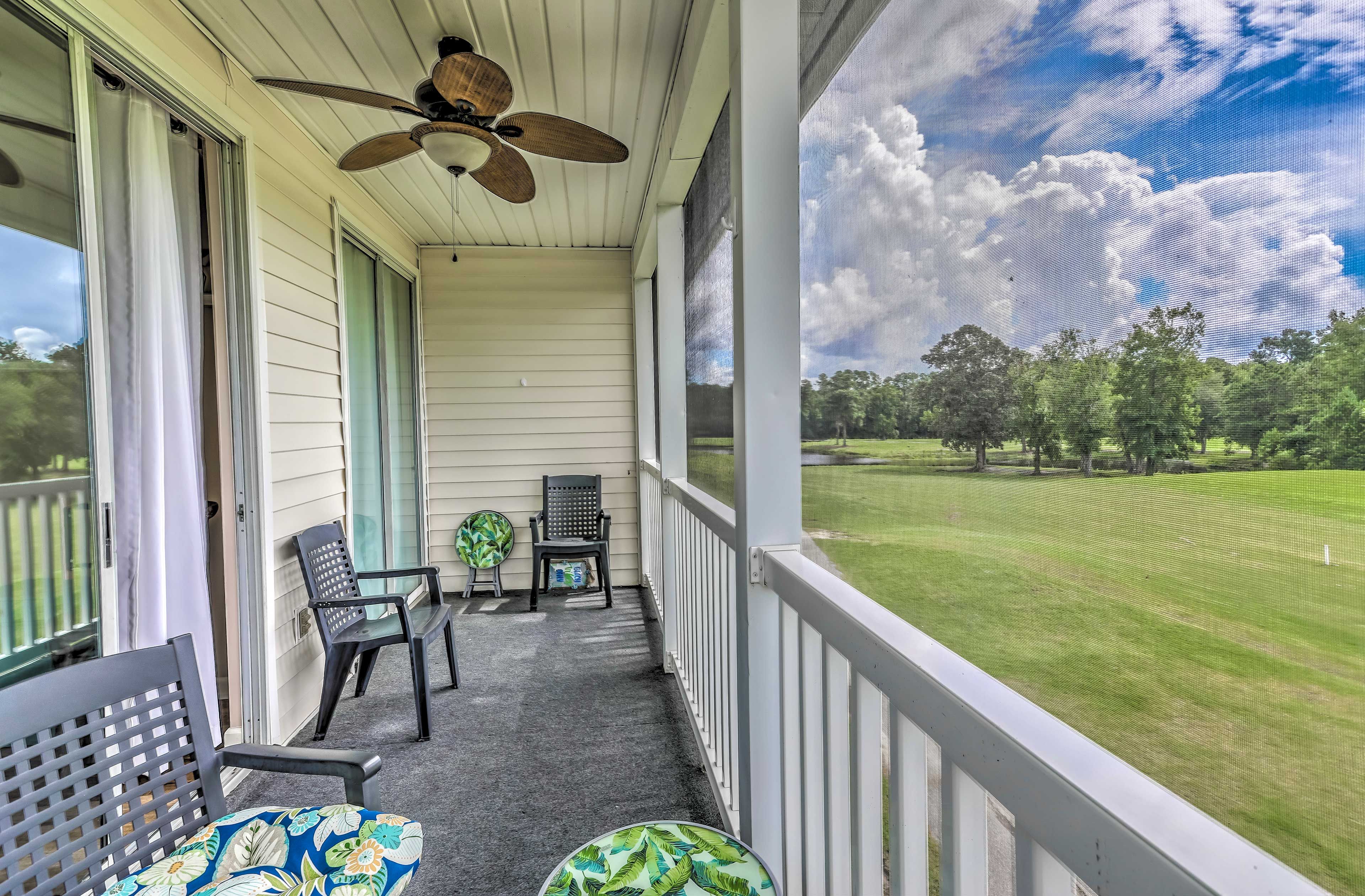 Sip your morning coffee from the porch as you watch those on the 9th fairway.