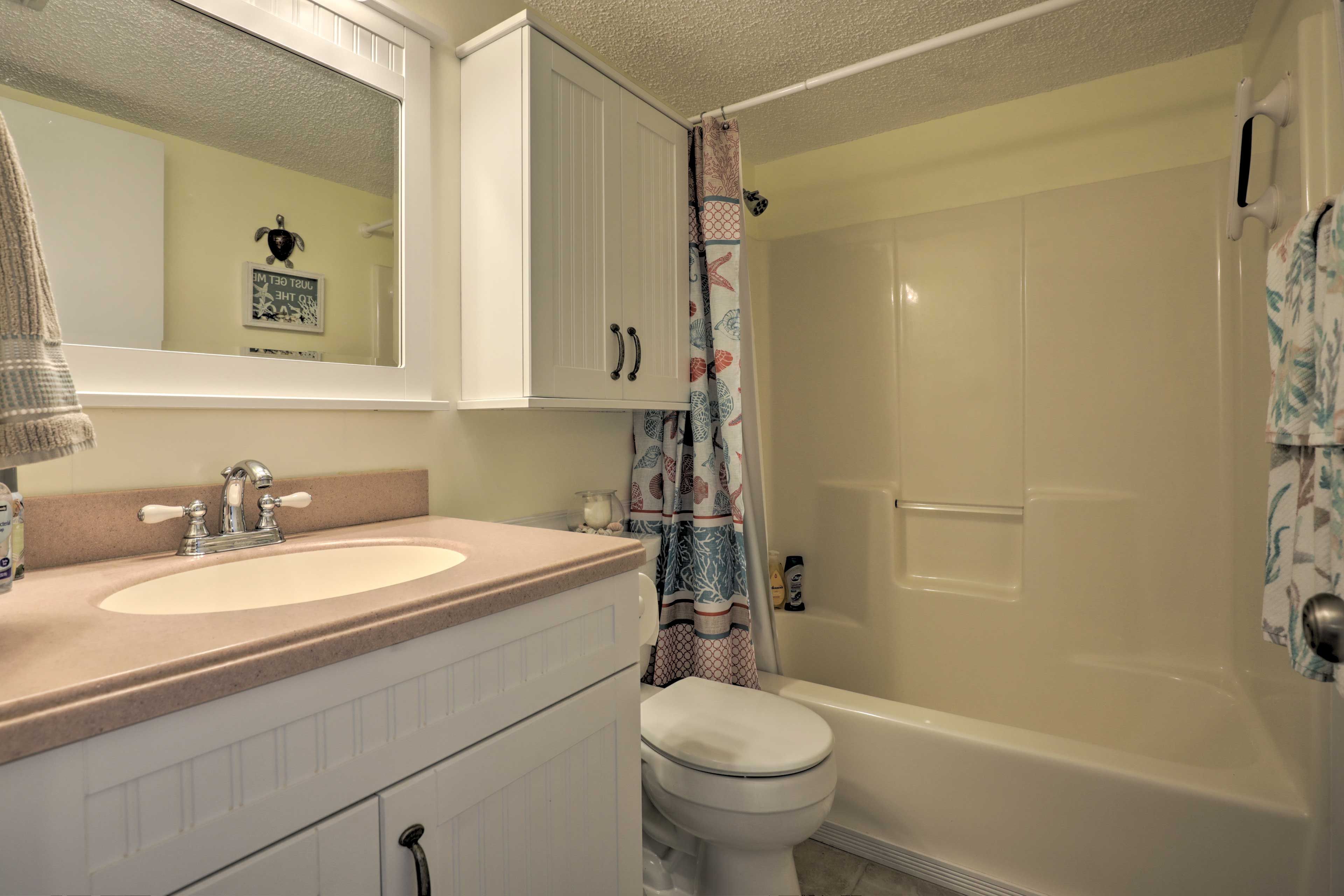 Enjoy a bubble bath or opt for a quick shower.