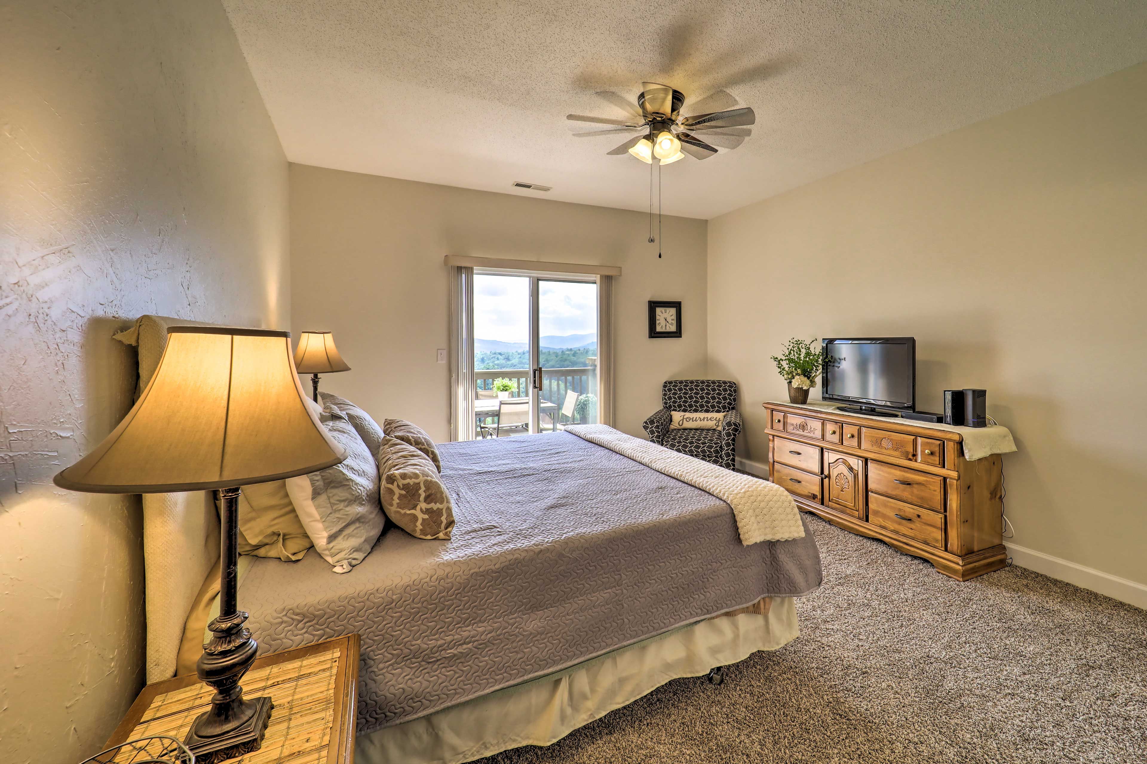 Bedroom 1 | Cable TV | King Bed | Private Balcony Access