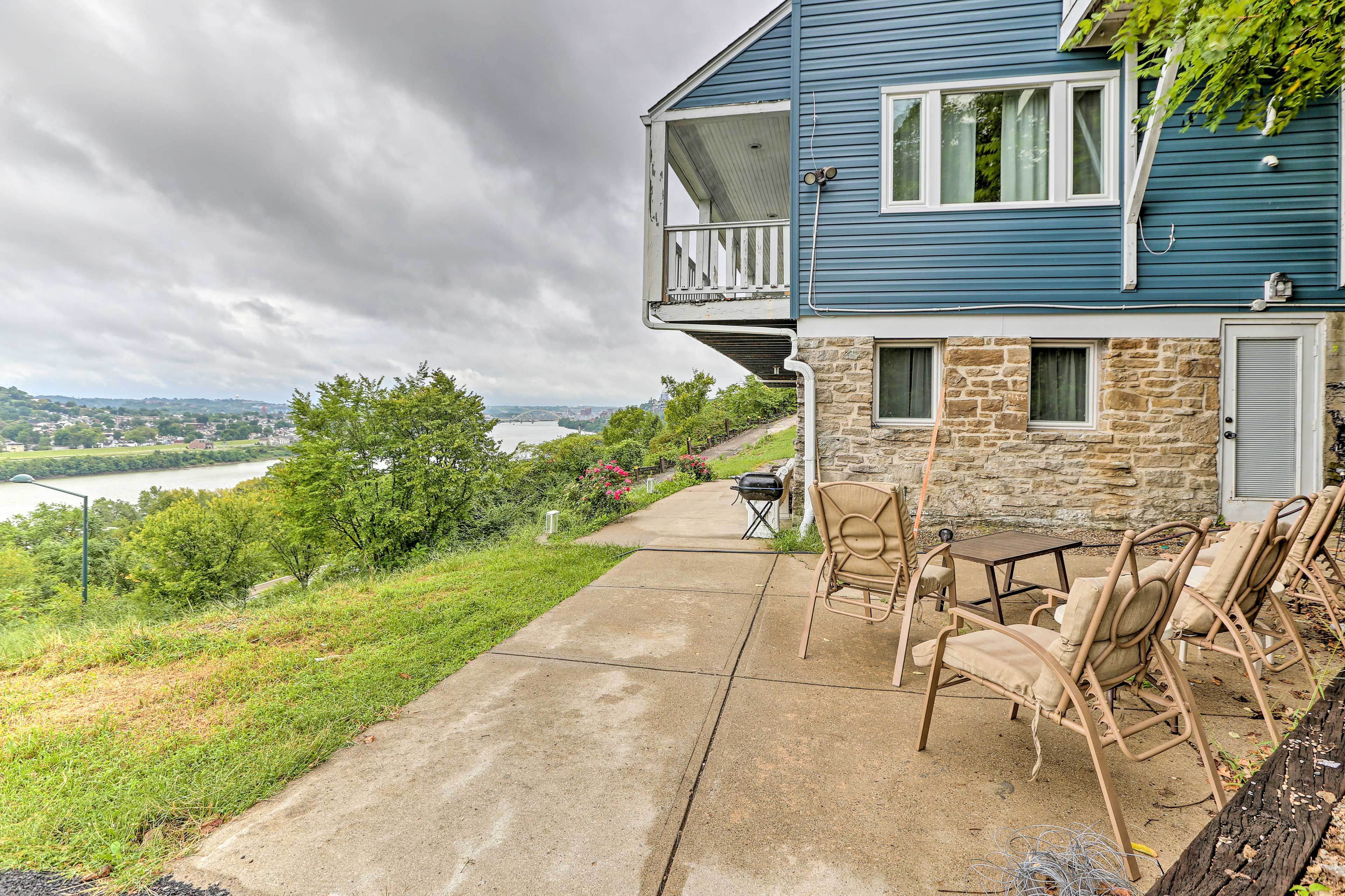 Patio | Charcoal Grill | River Views
