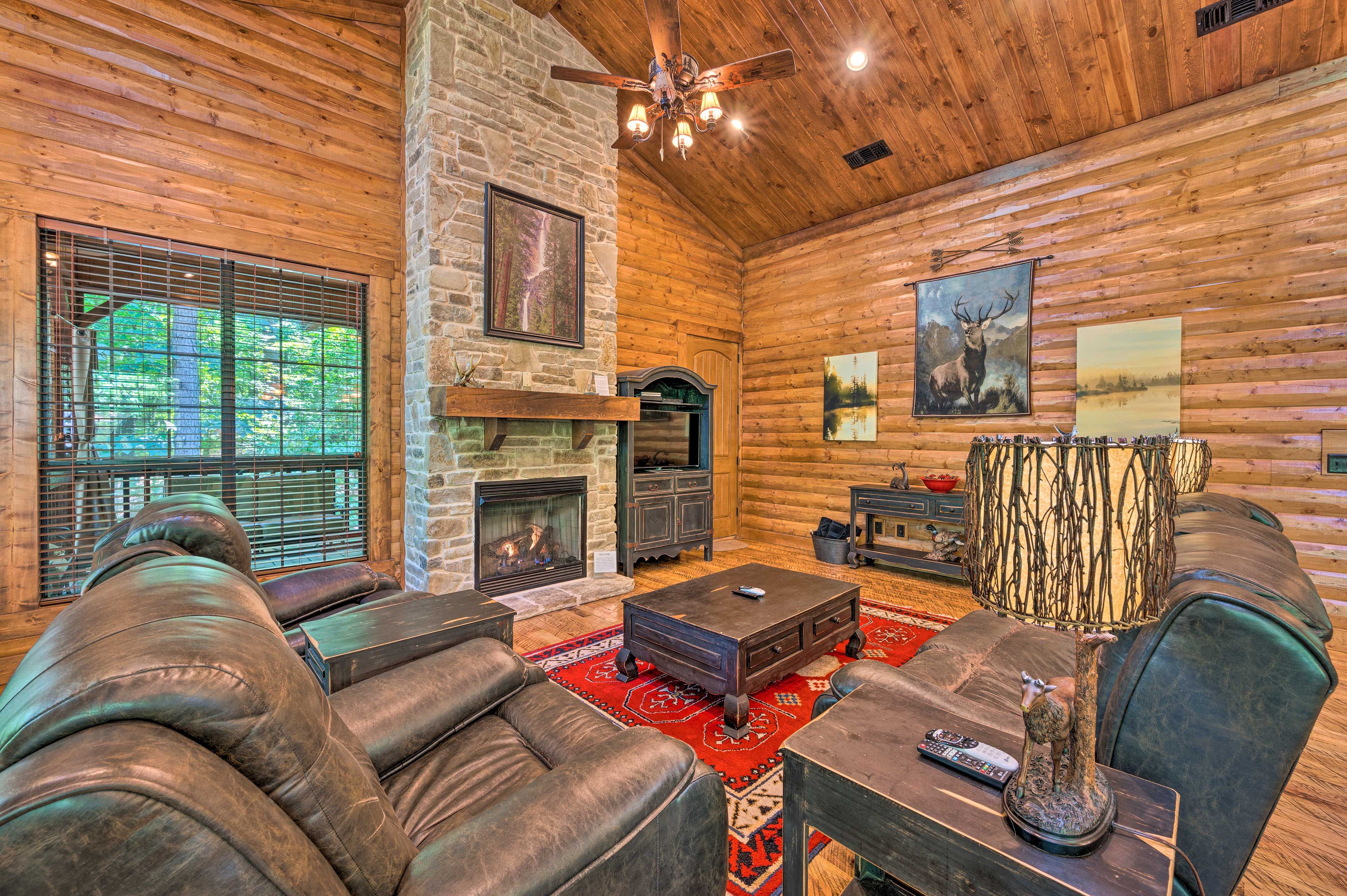 Read a book by the fireplace after a long day of lake activities.