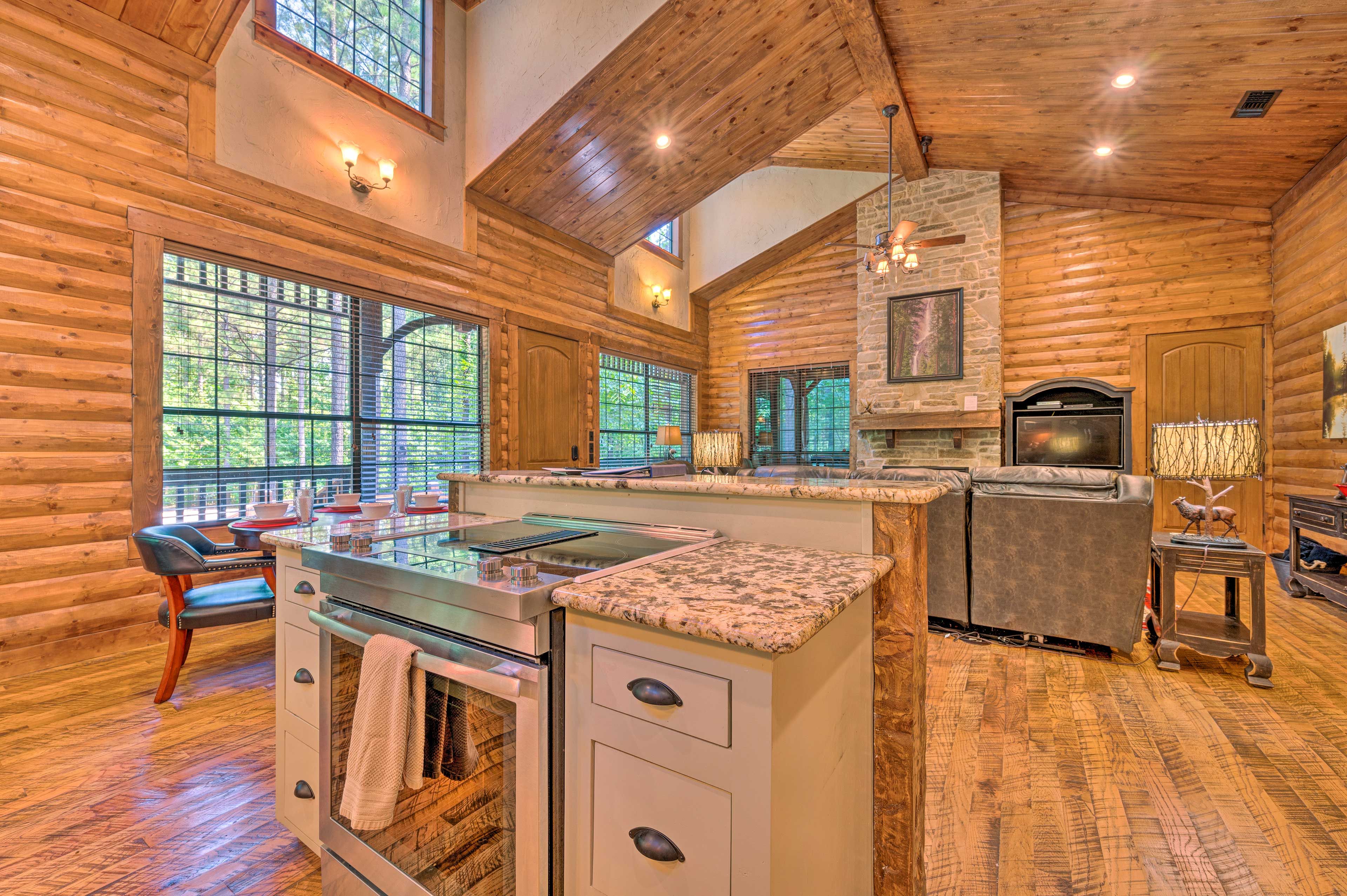 The open floor plan features skylights and an immersive nature experience.