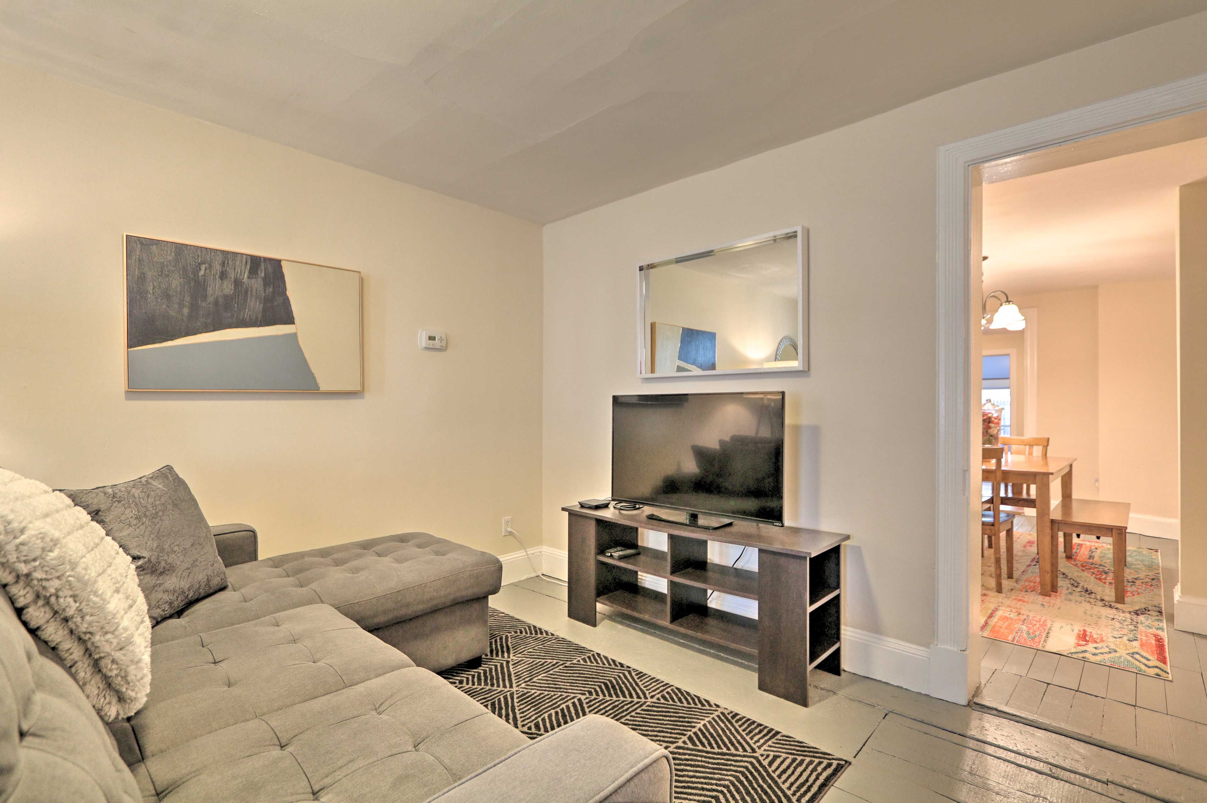 Living Room | 1880's Original Hardwood Plank Flooring | 2-Story Property