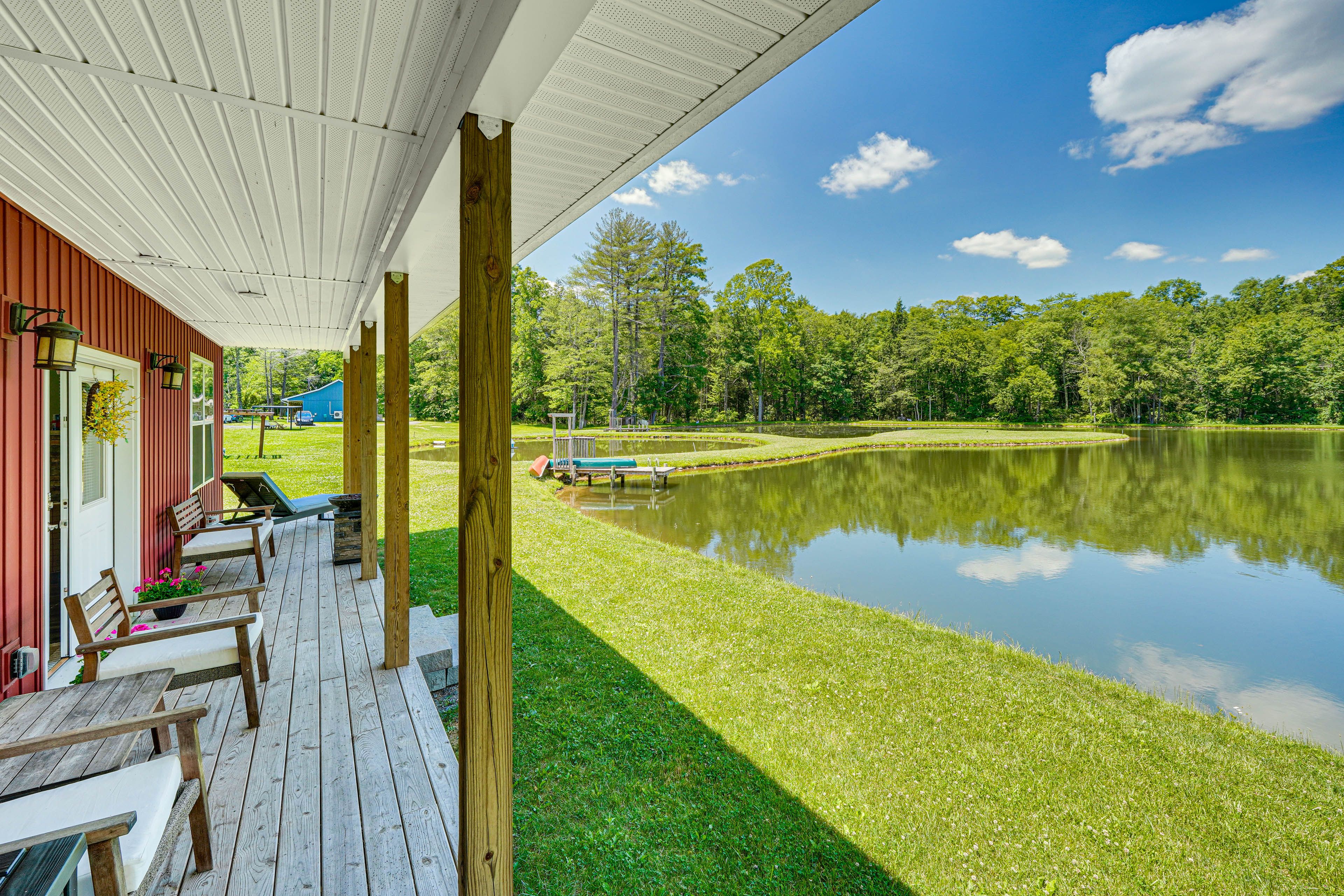 Covered Porch | Seating | Pond Views | Water Access | Kayak & Canoe