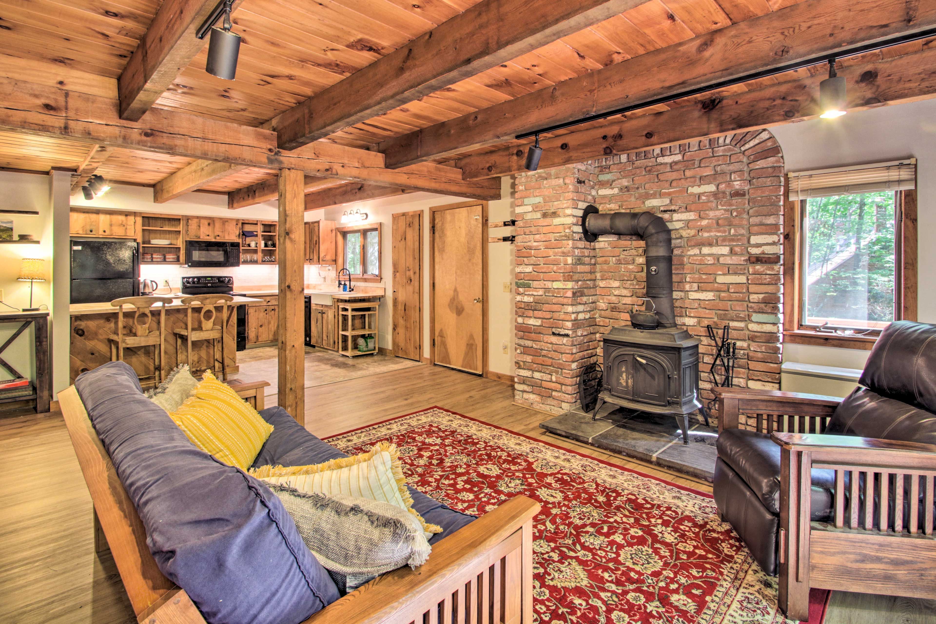 Warm up by the wood-burning stove after a busy day on Cranmore's slopes.