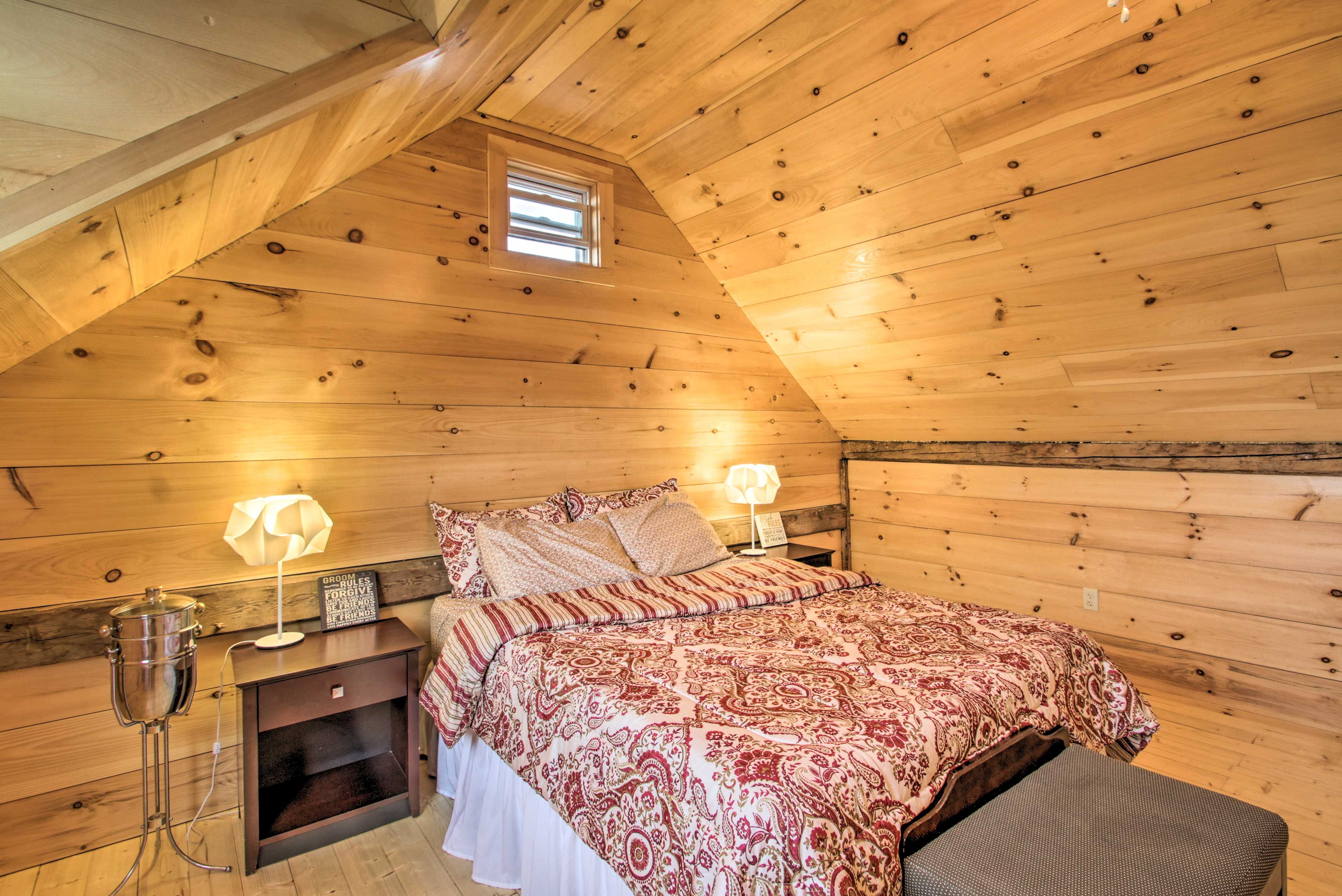 Retire to the first bedroom for a good night's sleep.