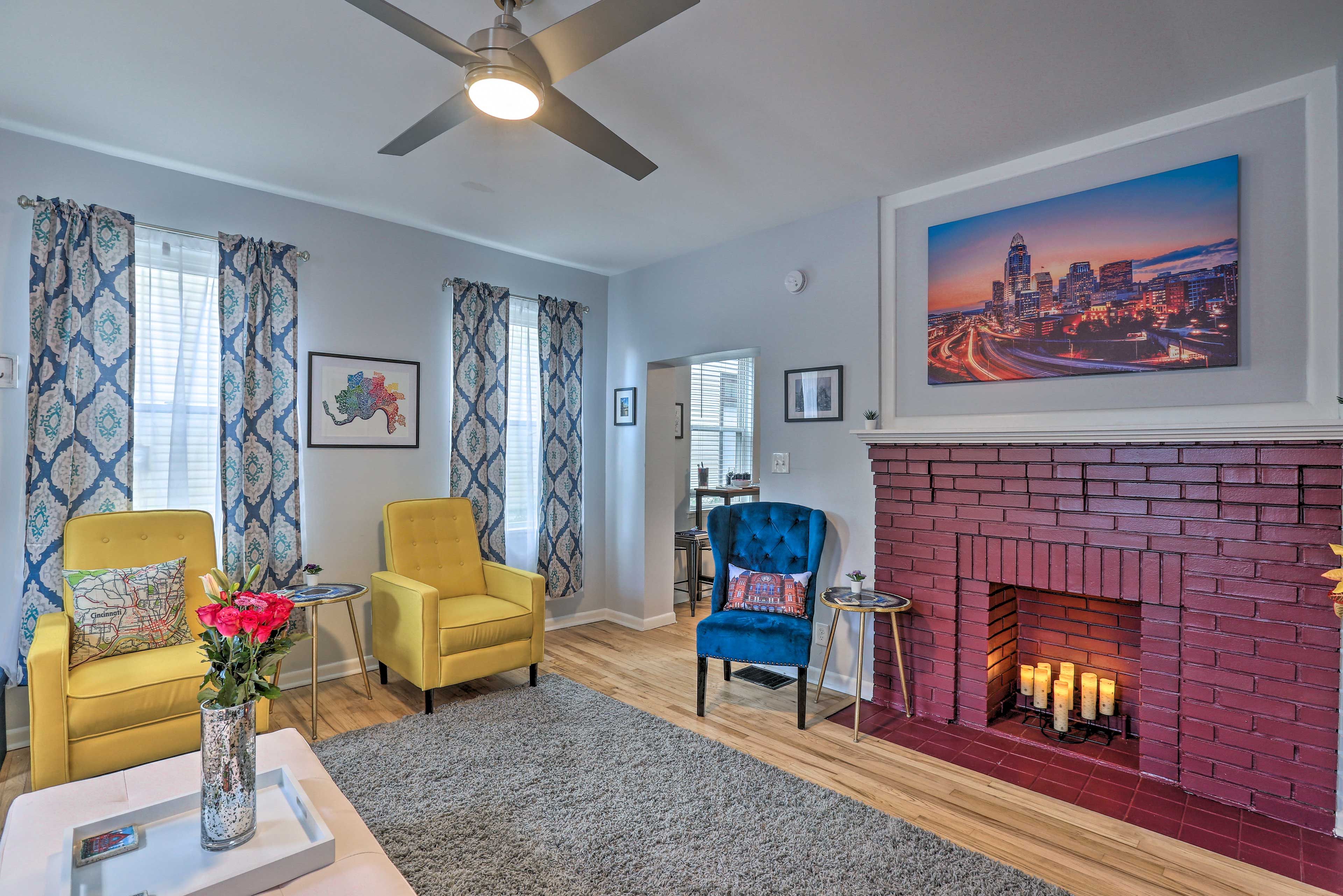 Living Room | Electric Fireplace | A/C & Heating | 1st Floor