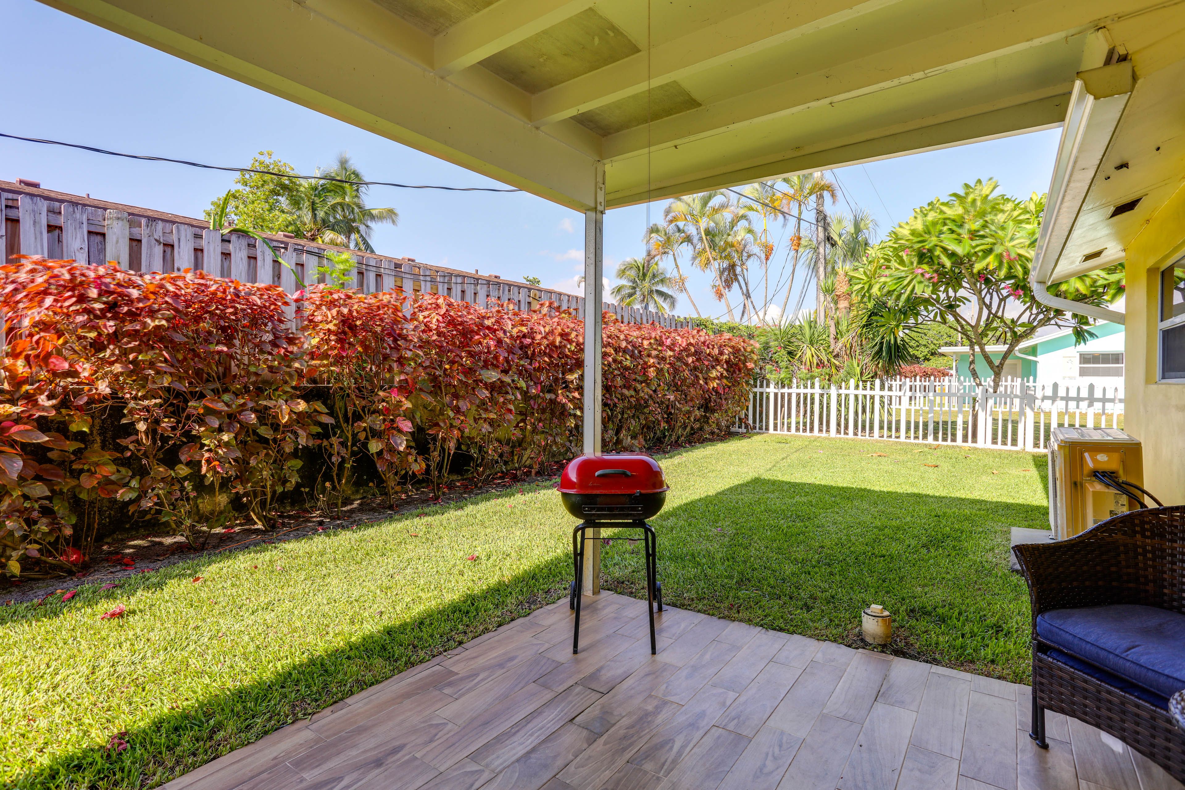 Covered Patio | Private Yard | Charcoal Grill