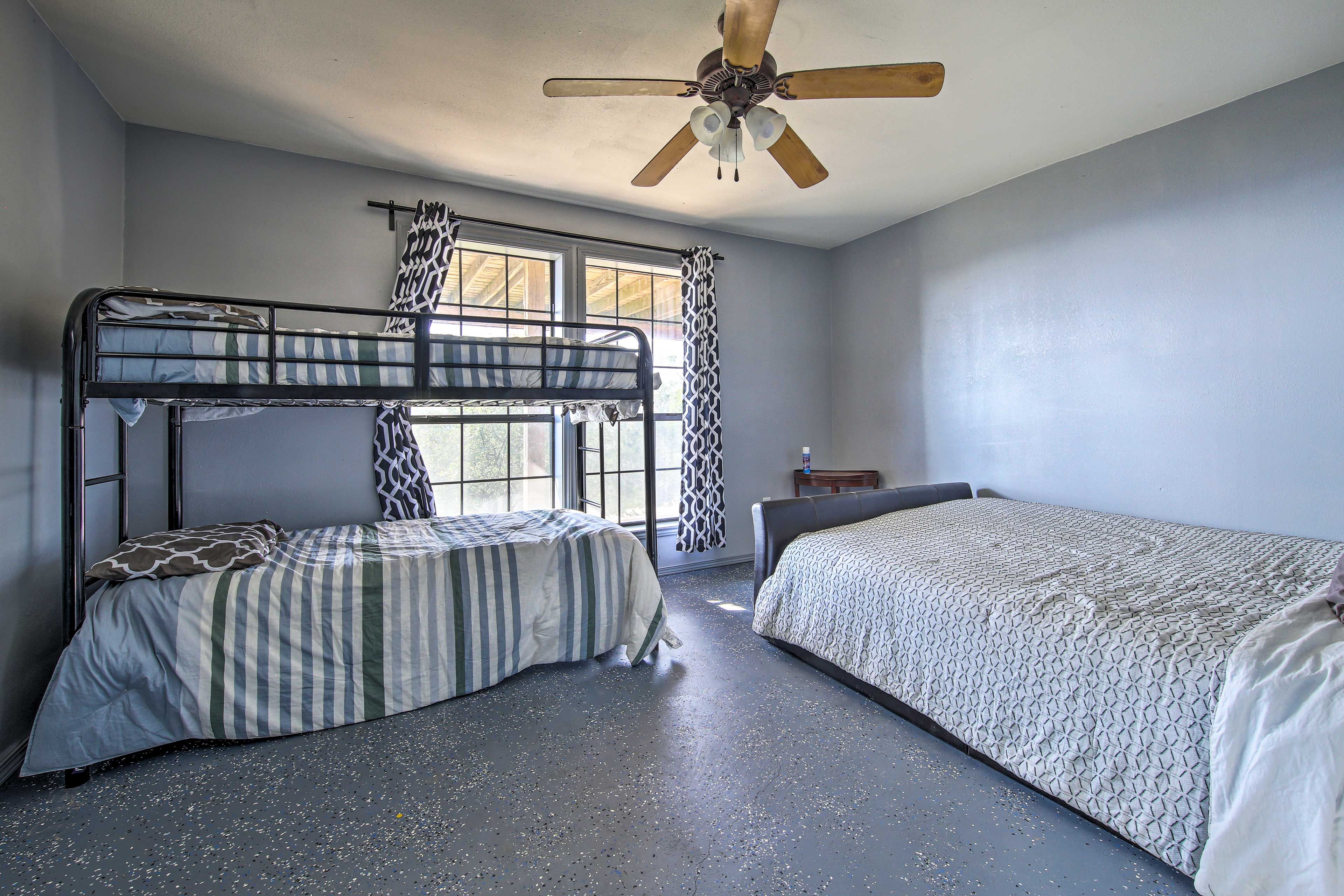 The bunk room is perfect for sleeping a small family or group of friends.